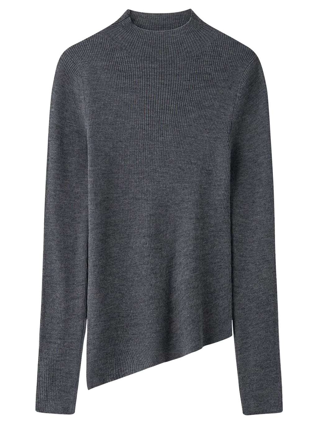 Women's Asymmetric Hem High Neck Wool Sweater 2025 Winter New Thermal Knit Top Slim Fit Casual Warm Pullover