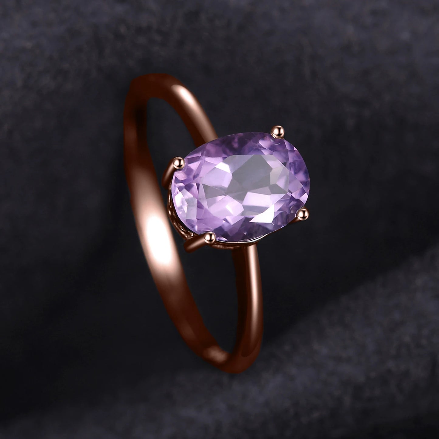 JewelryPalace Rose Gold Yellow Gold Plated Oval Natural Amethyst Citrine Garnet Topaz Peridot 925 Sterling Silver Ring for Women