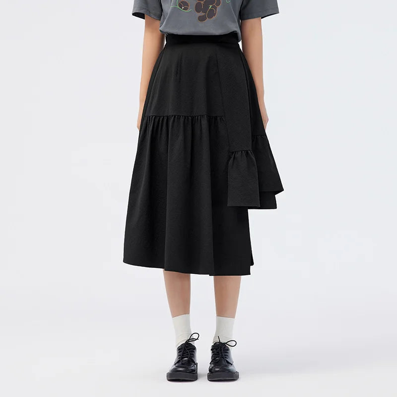 Semir Women Skirt Loose-Fitting Adjustable Waist Showcasing Pure Color Design-Oriented 2024 Summer New Arrival