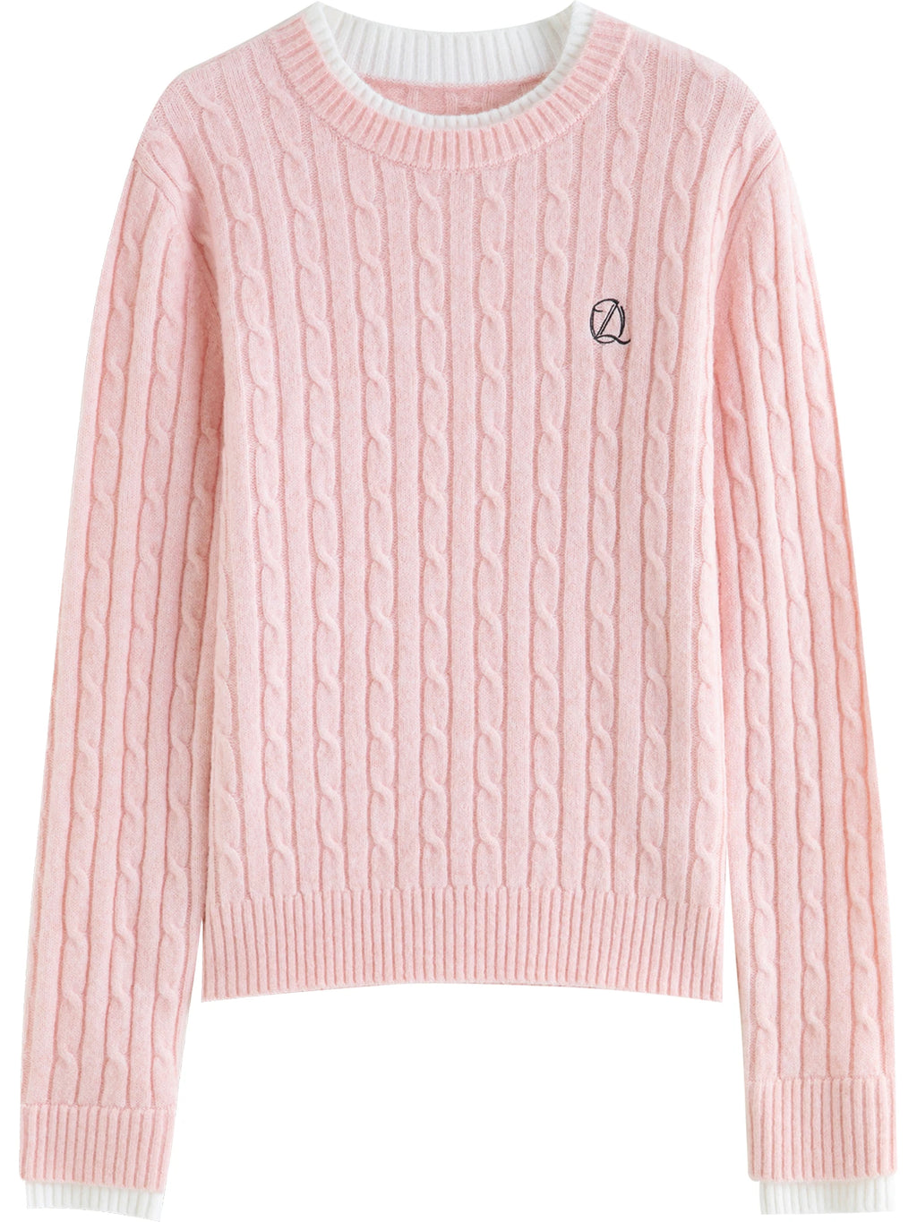 ZIQIAO-Petite Women's Mock Two-Piece Round Neck Jacquard Wool Knit Sweater Korean-Style Pullover Fall 2025 New Arrival Pullovers