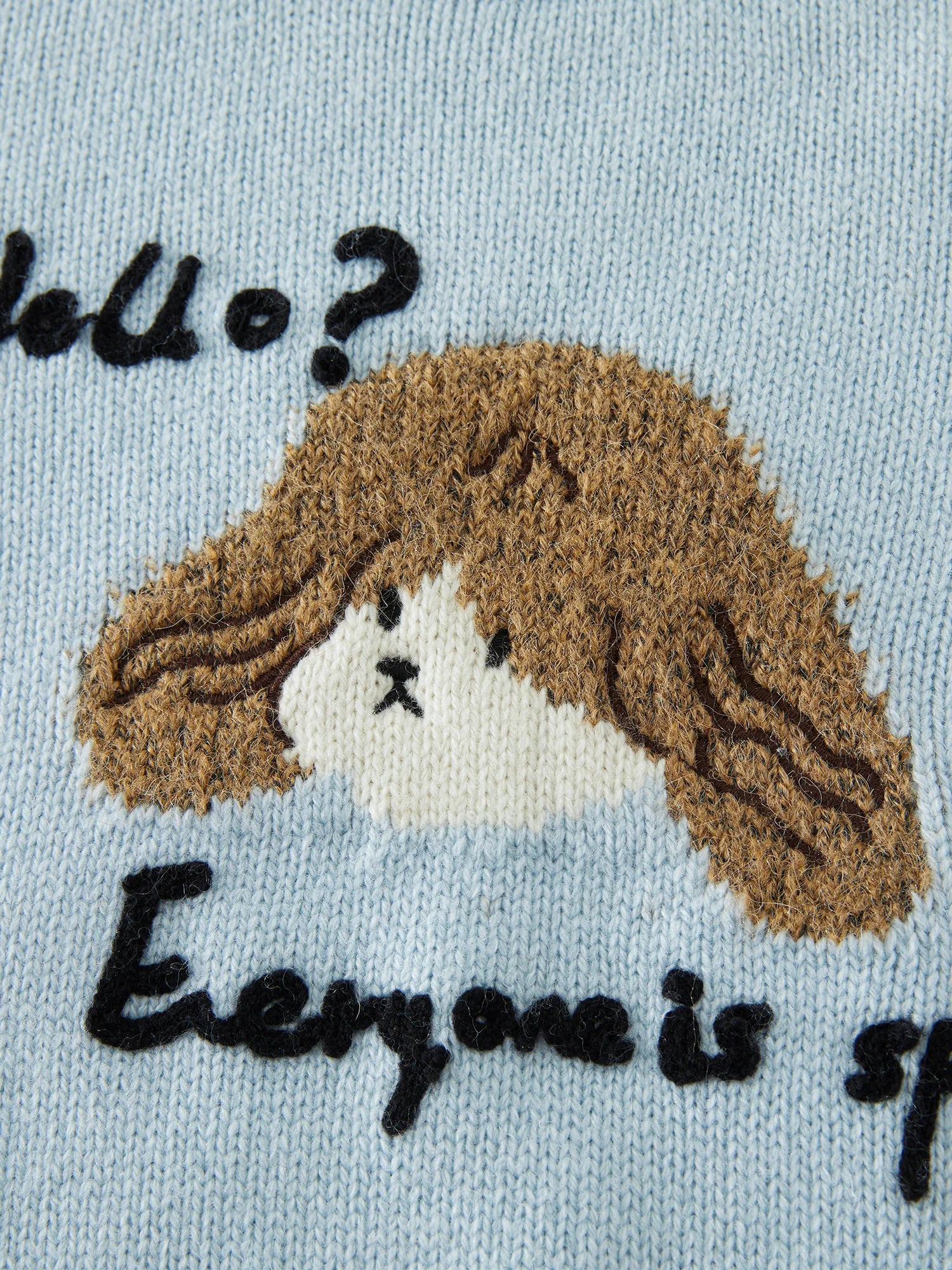 FSLE 29.1% Wool Round Neck Cartoon Puppy Letters Pullover Knit Sweater For Women 2024 Fall Winter New Design Pullover 24FS14245