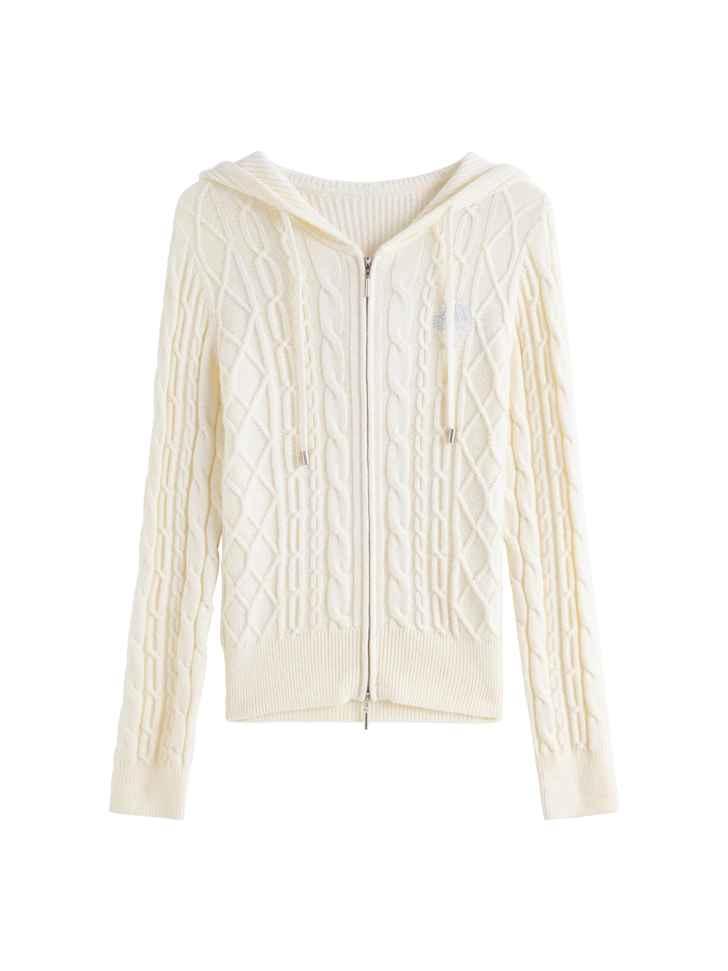 ZIQIAO 8.4% Wool Petite Size Beige Knit Cardigan Casual Coat For Women New 2024 AW Hooded White Warm Cozy Sweater Top 24ZQ94087