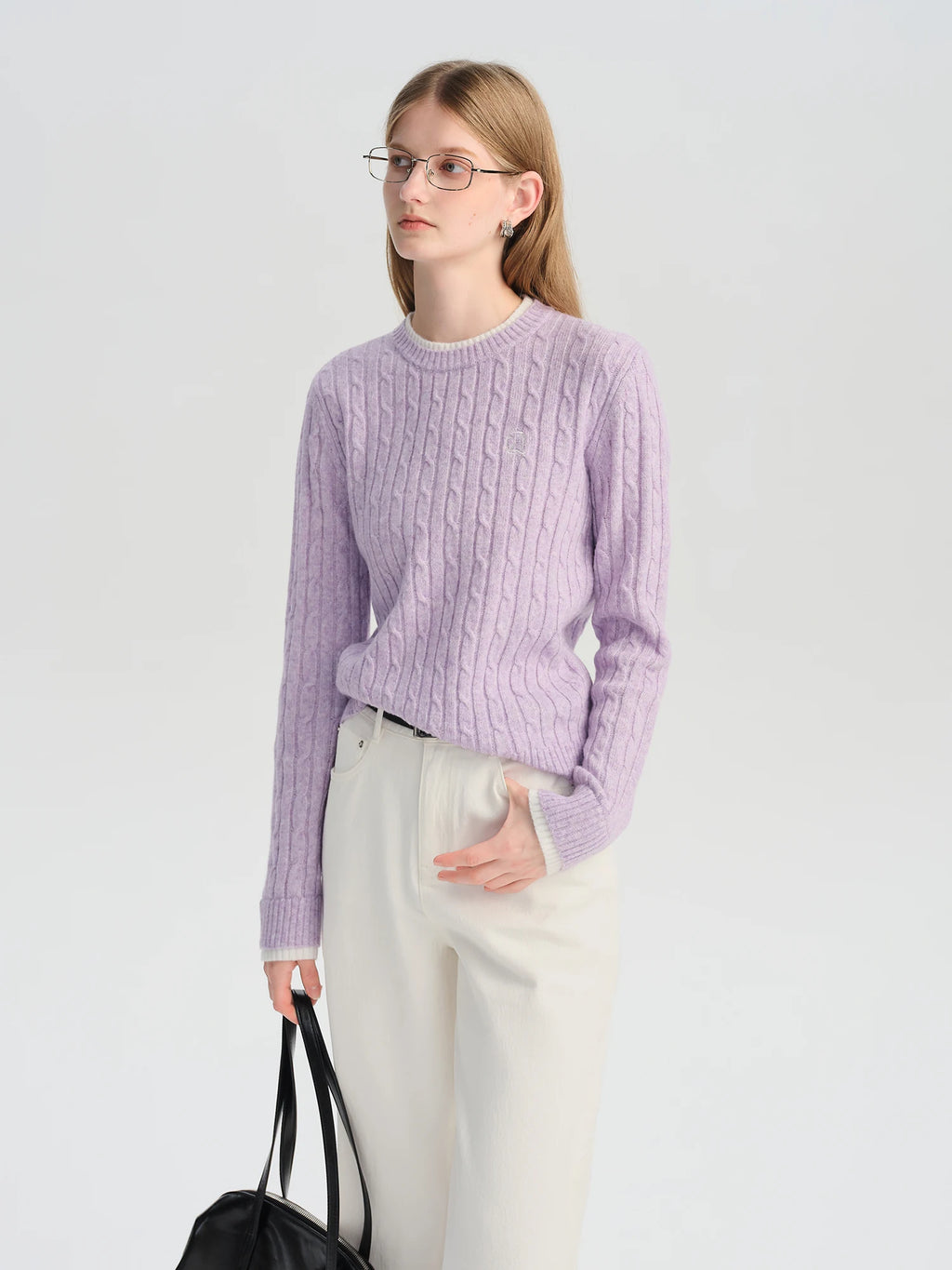 ZIQIAO-Petite Women's Mock Two-Piece Round Neck Jacquard Wool Knit Sweater Korean-Style Pullover Fall 2025 New Arrival Pullovers