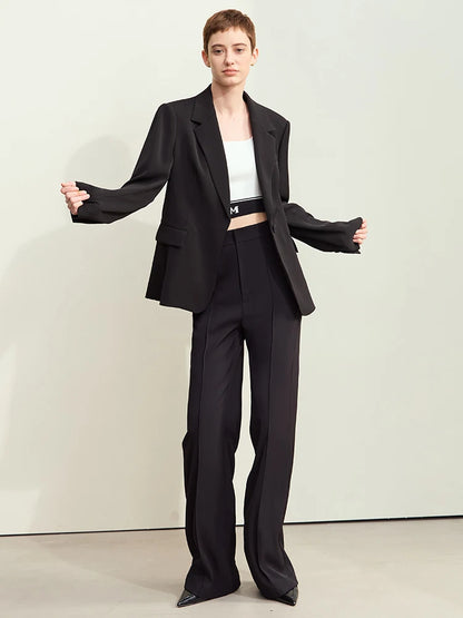 Amii Minimalism 2024 Women's Pants Autumn New Blazer Wide-leg Trousers Office Lady Floor Length Casual Pants for Lady 12443042