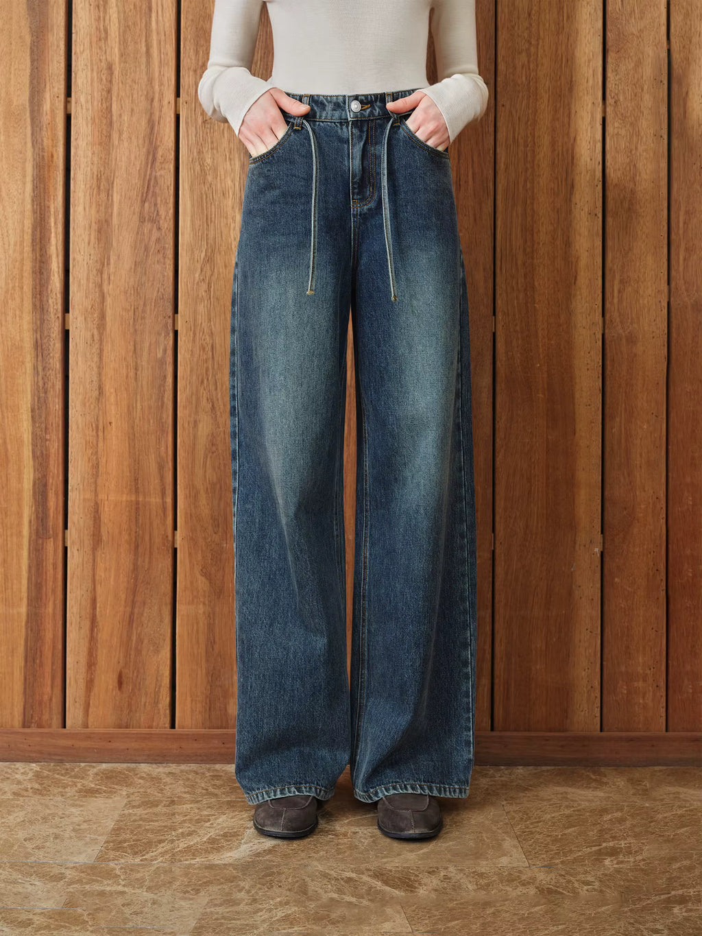 2025 Autumn Winter Women's High Waisted Straight Leg Wide Jeans - Long Length Loose Fit Casual Pants for Everyday Comfort