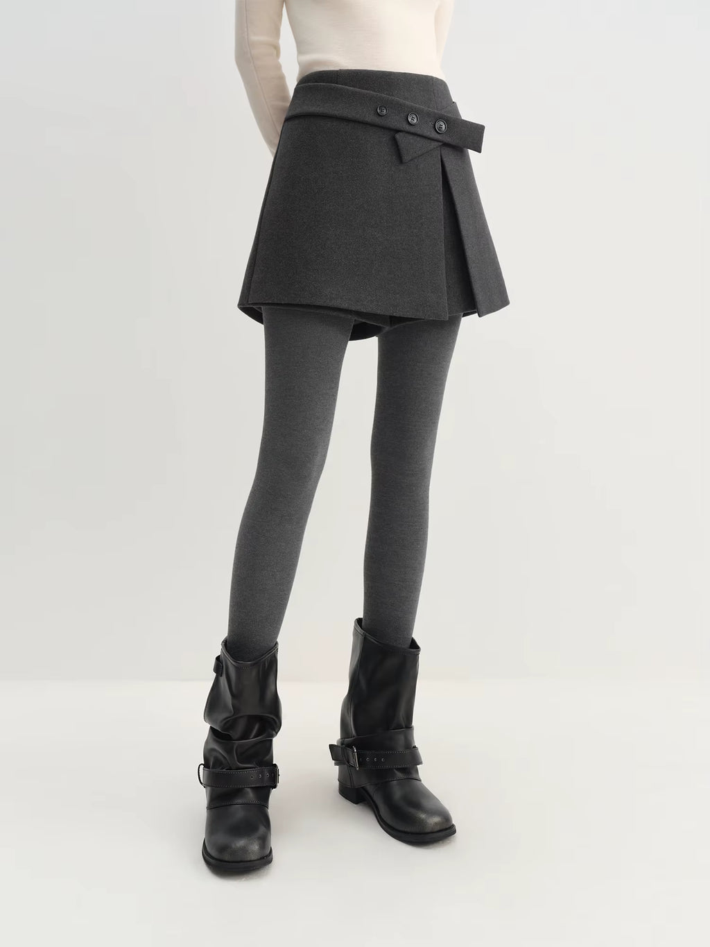 Asymmetrical Design Women's A-Line Skirt Pant Slit Hem Flattering High-Rise Shorts Winter 2025 New Arrival Chic Essentials