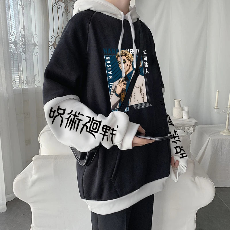 Hot Anime Jujutsu Kaisen Nanami Kento Cool Graphic Print Men Women Hoodies Plus Size Sweatshirt Harajuku Streetwear Clothing
