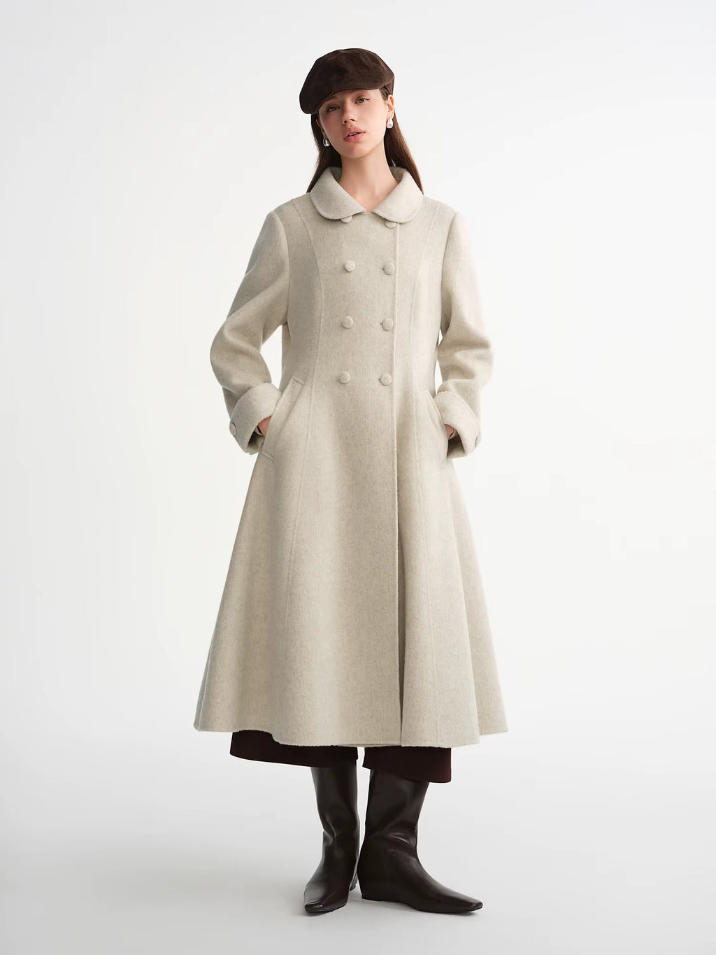 Plus Size Women's Double Breasted Tweed Overcoat 2025 Winter Elegant Loose Fit Long Coat Rich Aesthetic Hepburn Style 1 sold