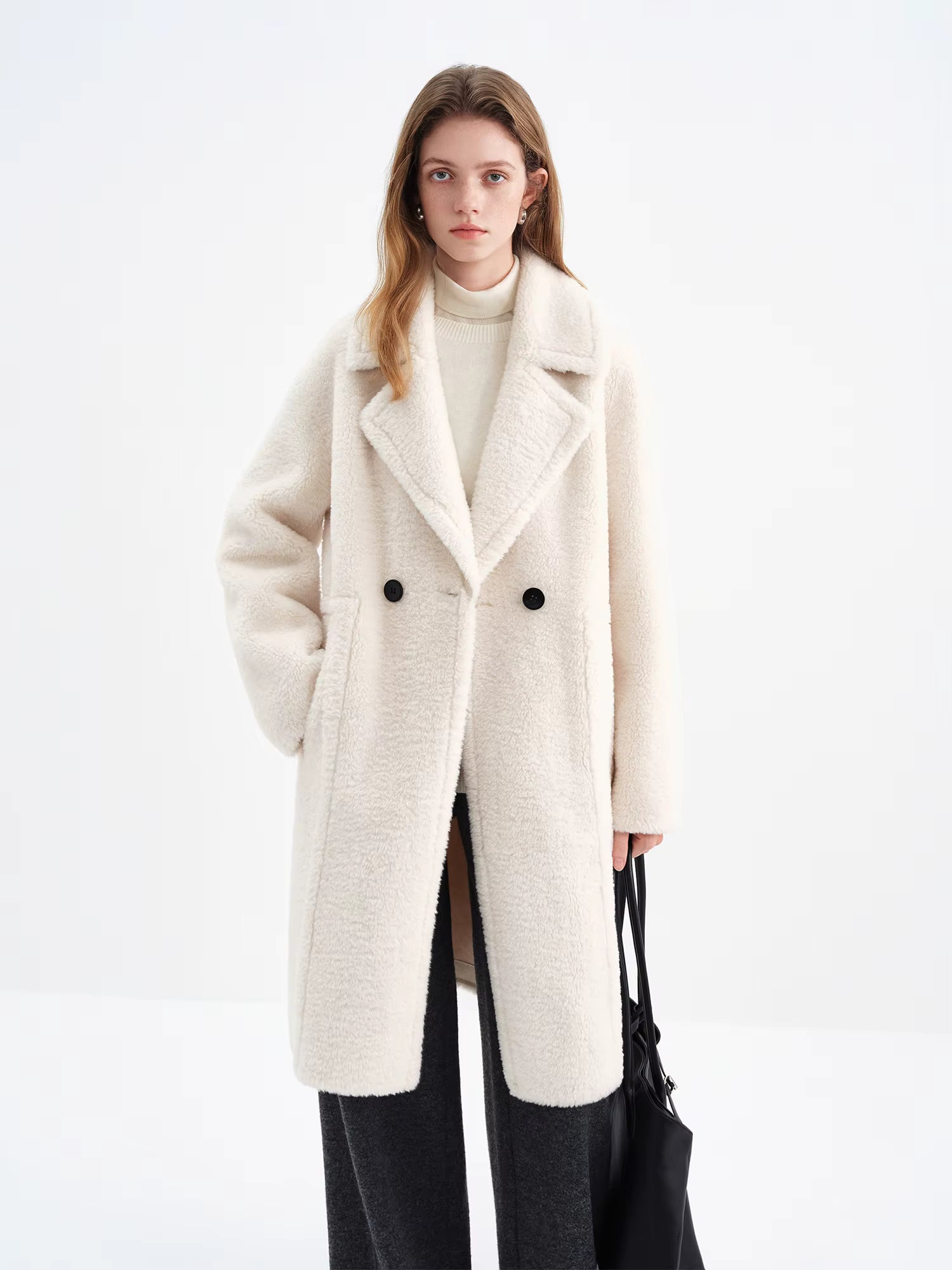 Women's Suede Faux Fur Lamb Wool Coat Turn Down Collar 2025 Winter New Style Coat Furry Coat Simple Solid Commuting