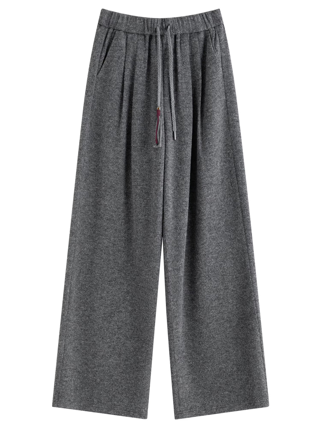 Elegant Wool Rice Dumpling Pants with Elastic Waist Drawstring Straight Cut Casual Winter Pants for Women 2025 New Arrival