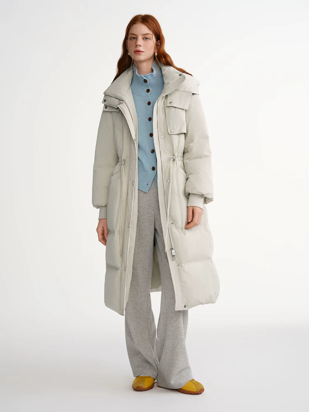 2025 Plus Women's Long Puffer Coat Hooded Belted Waist Down Jacket Slim Fit Winter Warm Thermal Parka Trench Overcoat