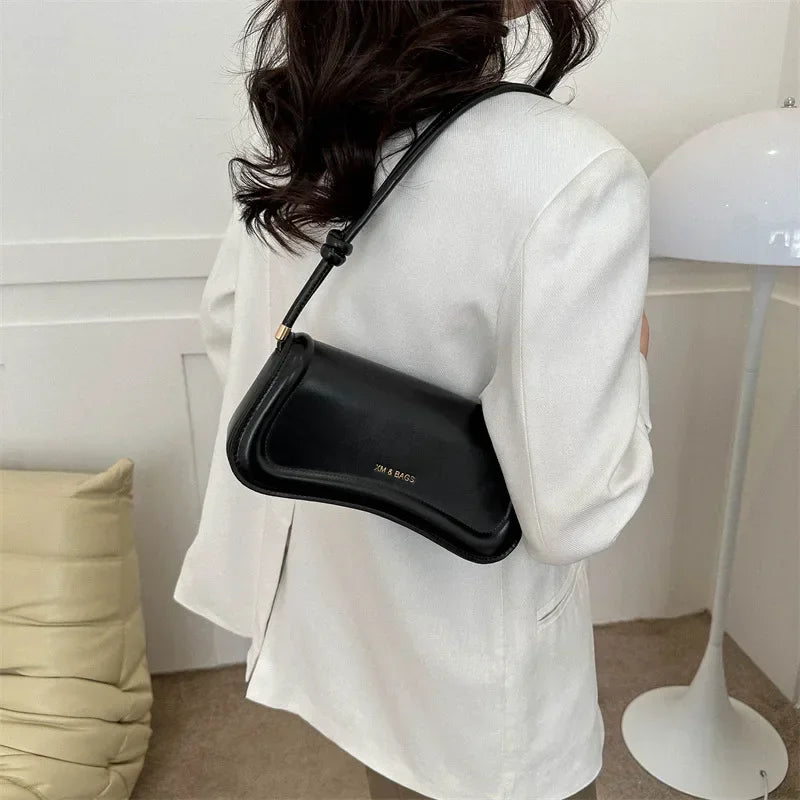 Ladies Shoulder Crossbody Bags PU Leather Women Underarm Bags Solid Color Small Top-handle Bags Purse Female Daily Handbags