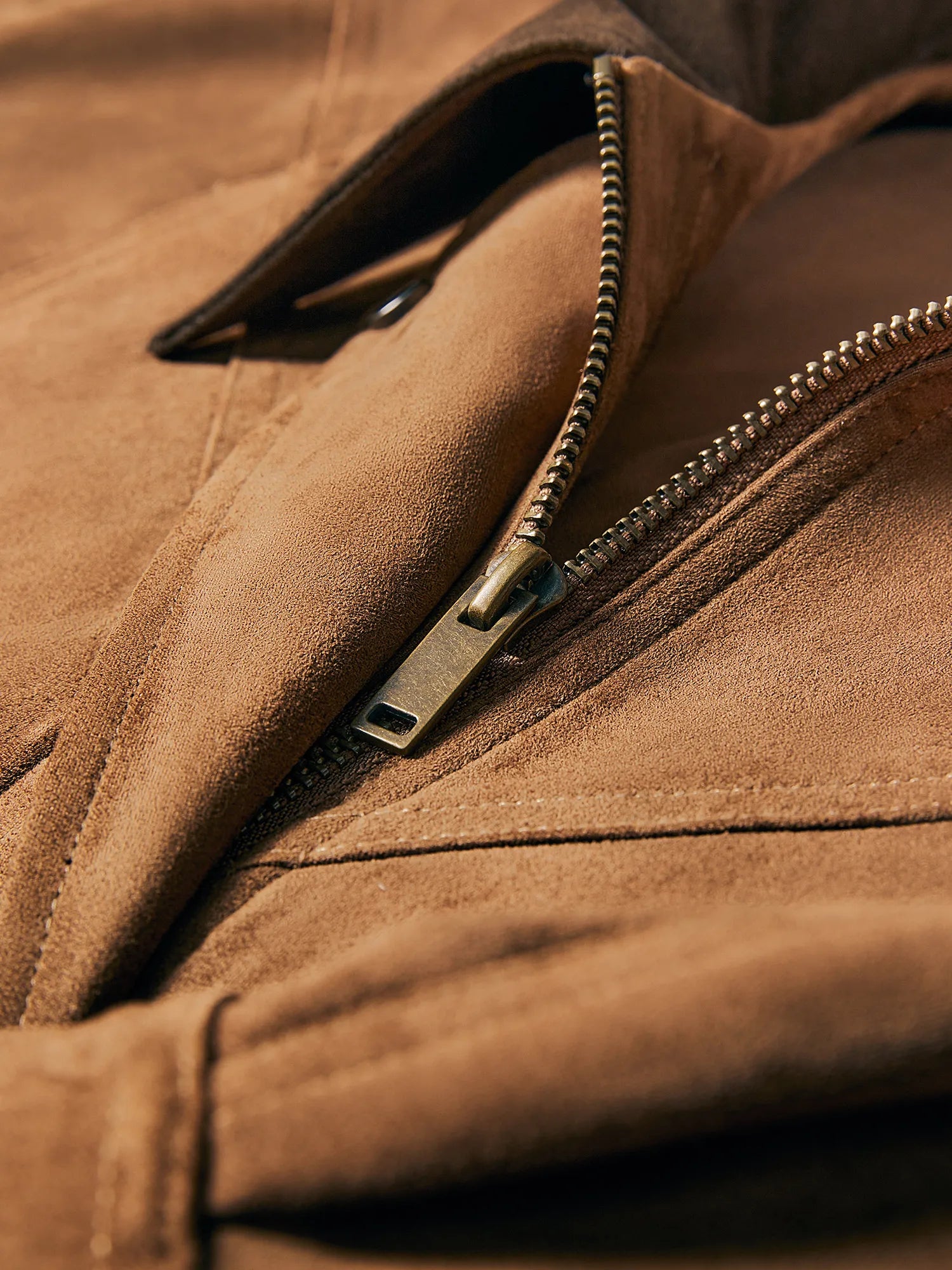 FSLE Retro Style Maillard Suede Long Sleeves Jacket for Women 2025 Autumn New Arrival Contrast Color Lapel Chic Coat