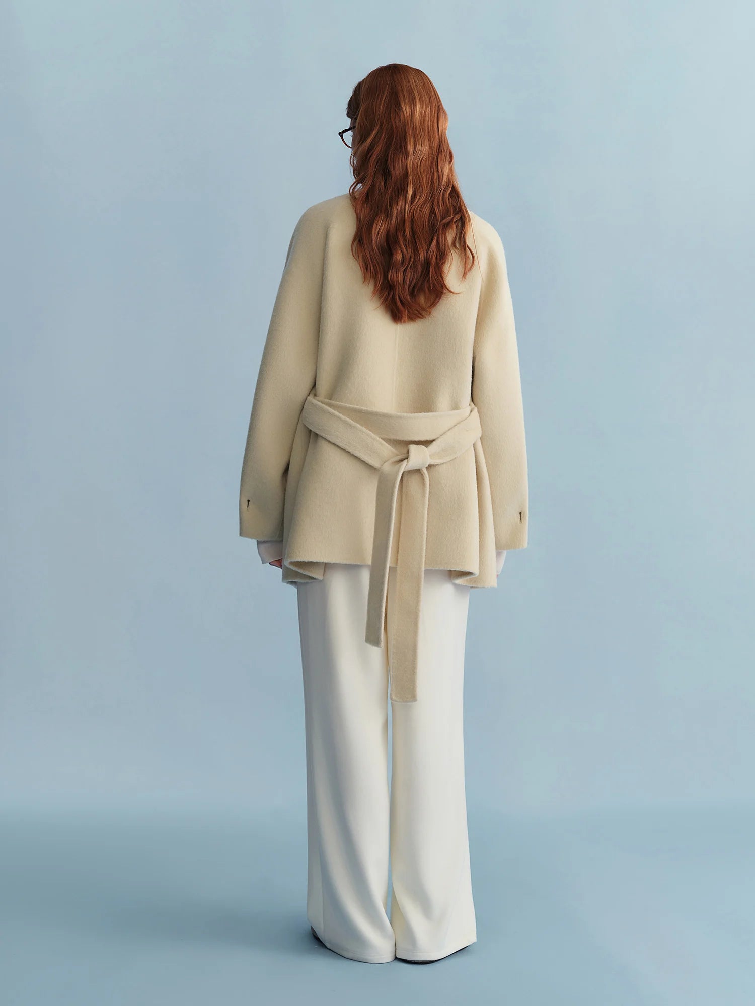 Winter 2025 Women's Short Alpaca Blend Coat - Double Faced Wool Blend Tweed Jacket with Stand Collar Casual Elegance