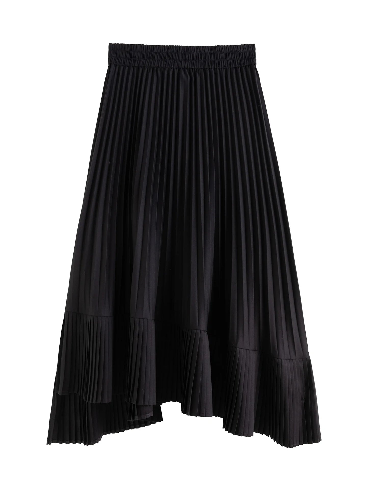 DUSHU Plus Size Irregular Pleated Elegant Long Skirt For Women 2024 Winter New Design 2 Colors High Waist Female Skirt 24DH84047