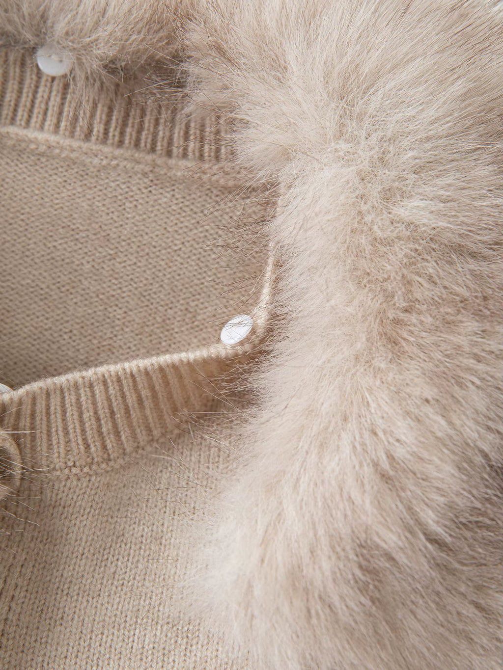 2025 Winter Women's Faux Fur Collar Knit Cardigan Long Sleeve Round Neck Coat Simple Commute Cozy Oversized Open Front