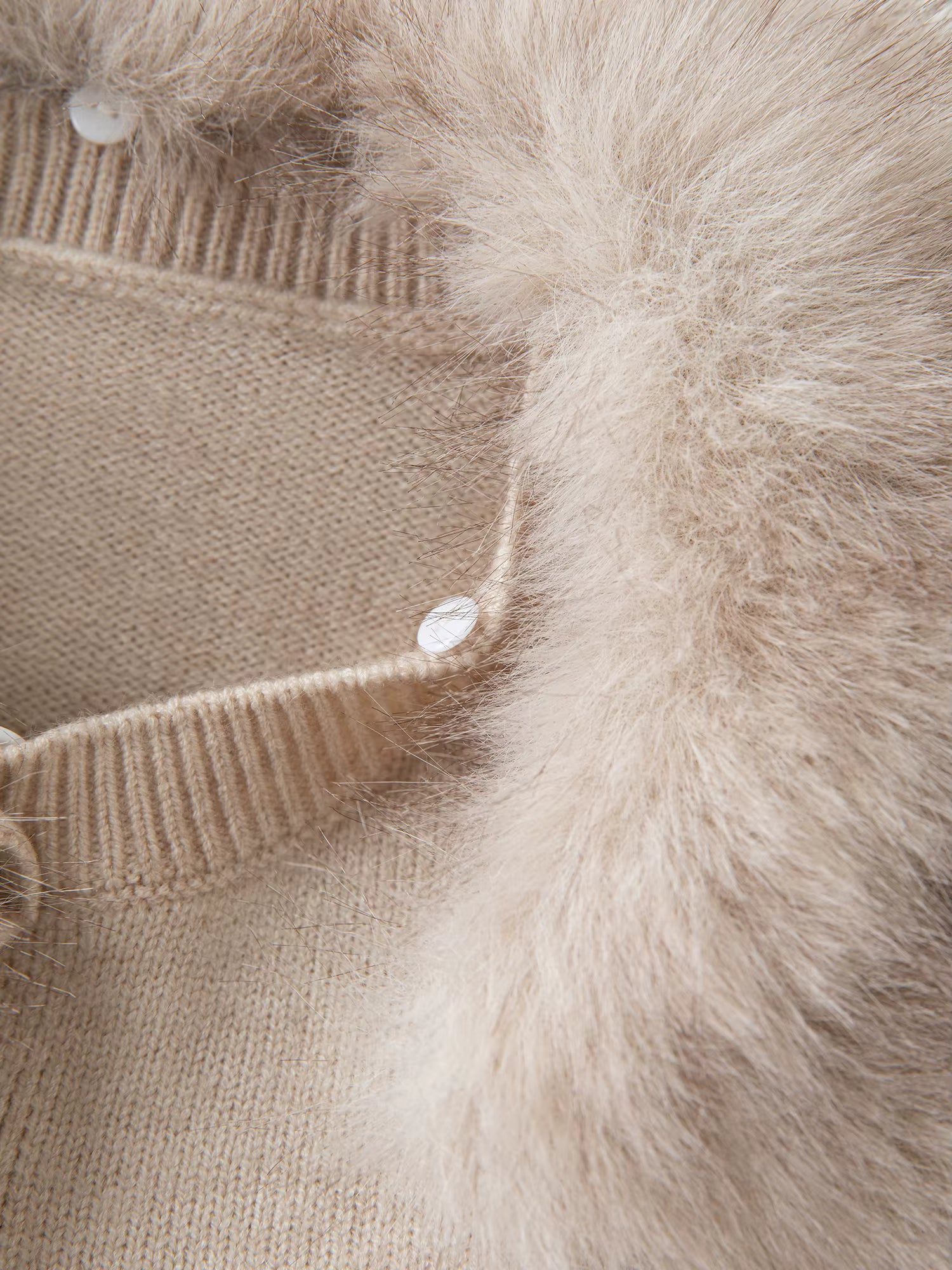 2025 Winter Women's Faux Fur Collar Knit Cardigan Long Sleeve Round Neck Coat Simple Commute Cozy Oversized Open Front