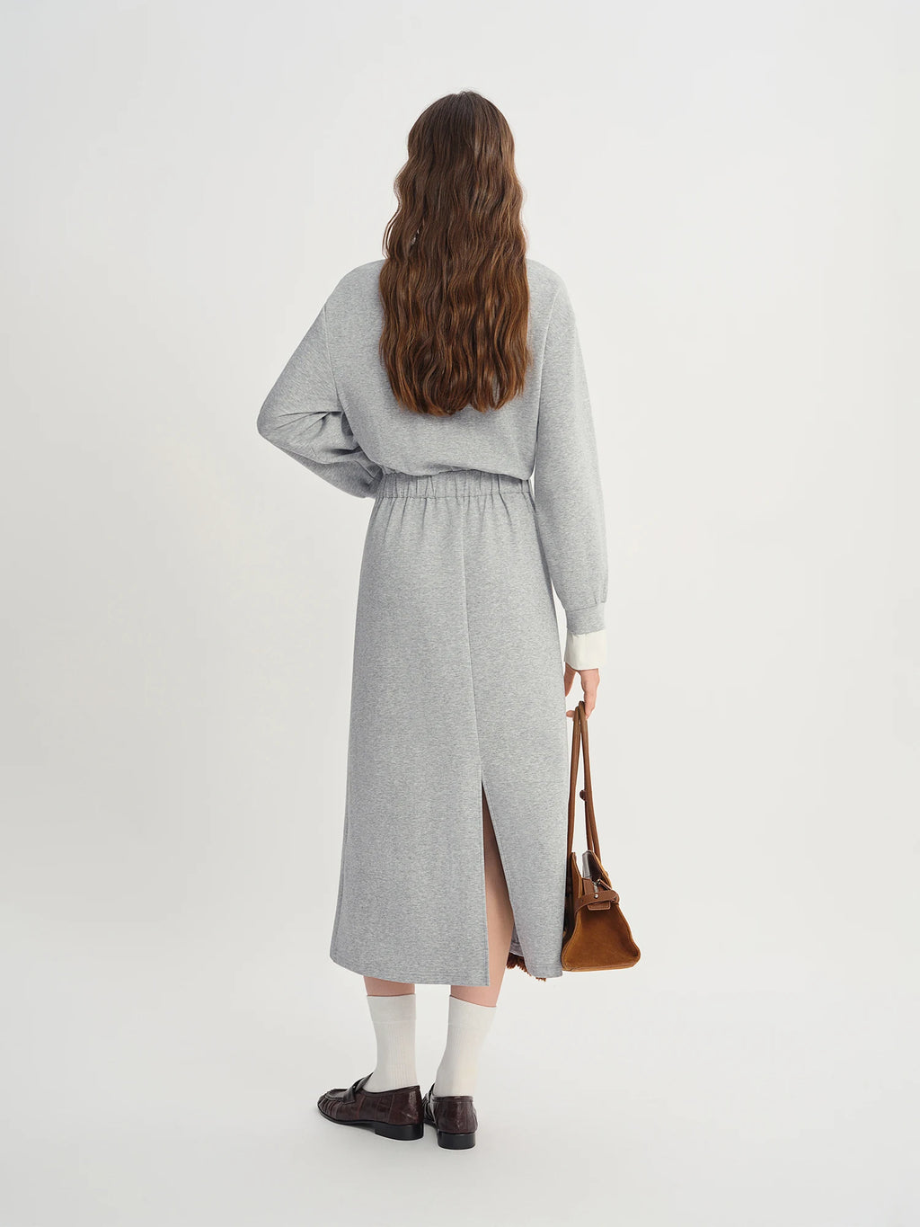 Autumn 2025 Women's Mock Layer Dress - Flattering Fit Versatile Length Shift Style Casual Elegant with Lace Trim