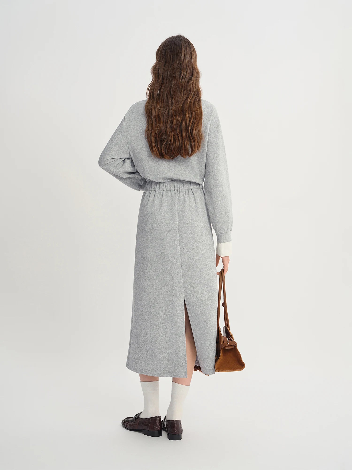 Autumn 2025 Women's Mock Layer Dress - Flattering Fit Versatile Length Shift Style Casual Elegant with Lace Trim