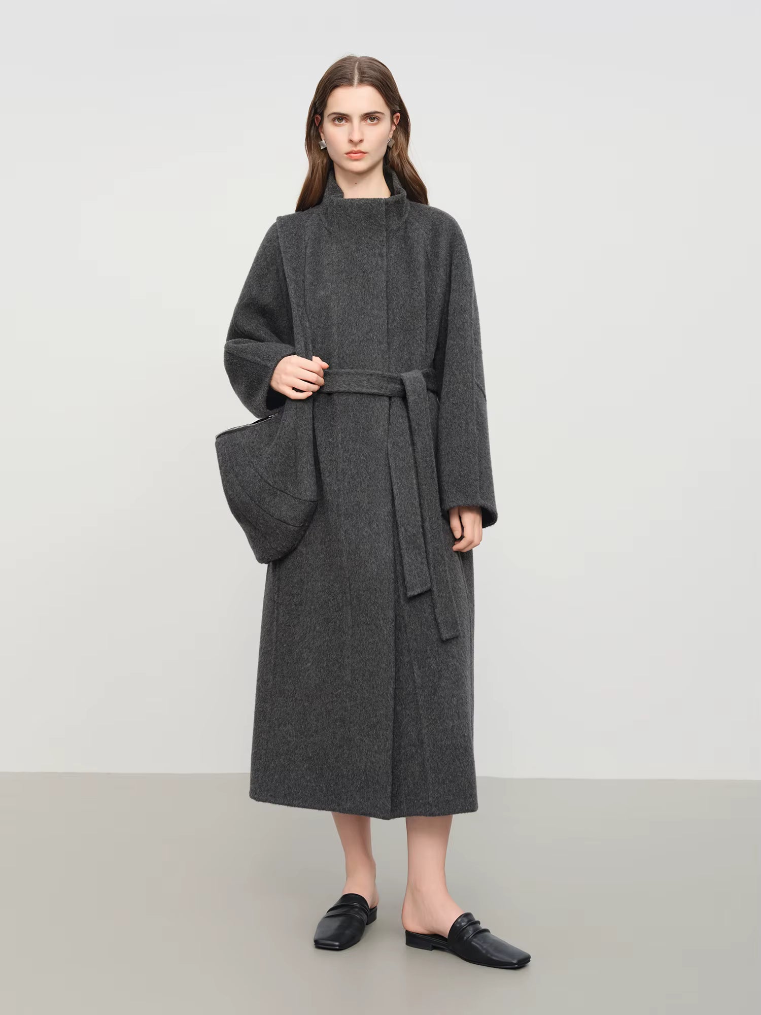 Minimalist Standing Collar Straight Cut Yak Wool Double-Faced Cashmere Coat Winter 2025 New Arrival Versatile Outerwear