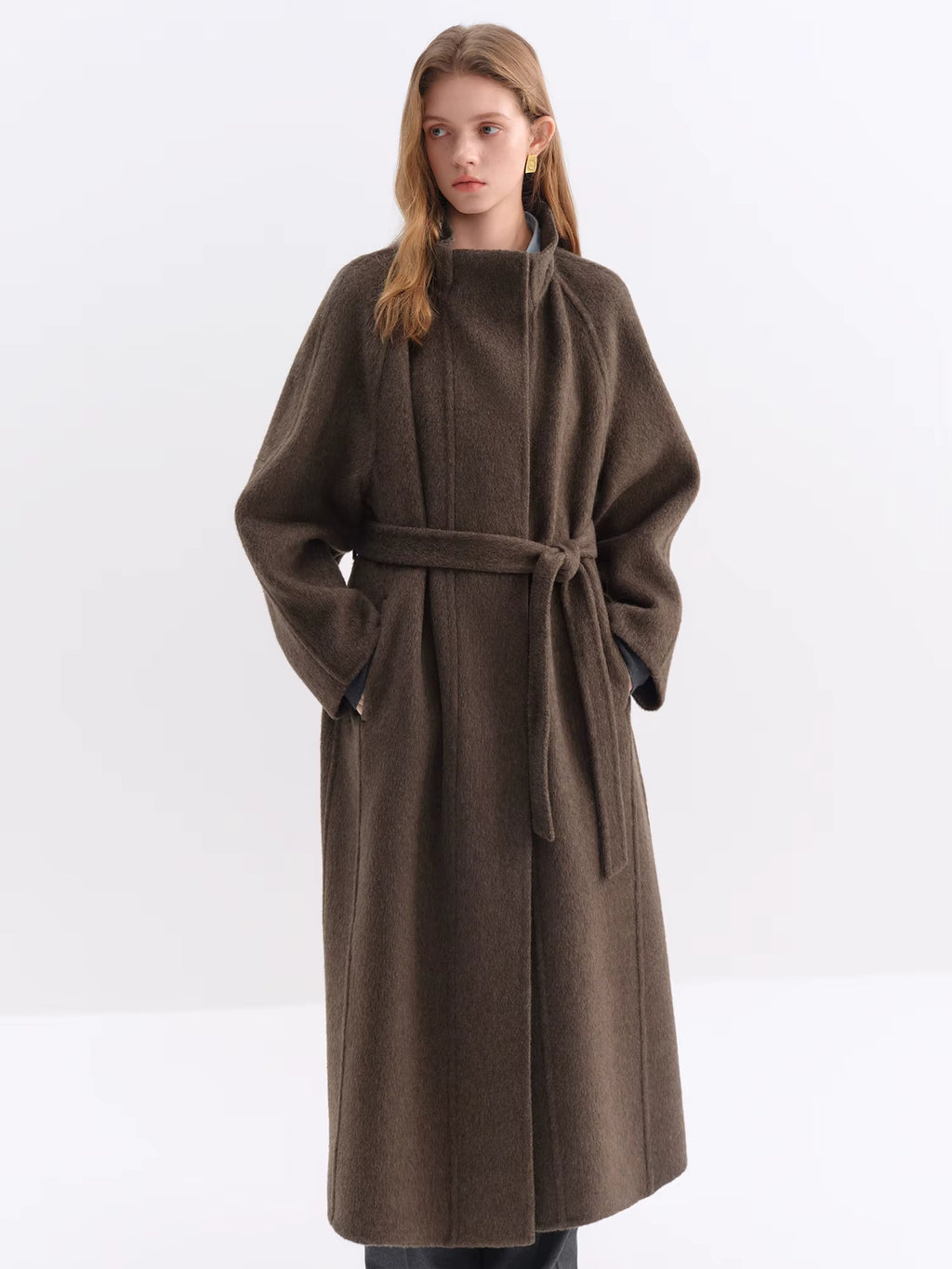 Minimalist Standing Collar Straight Cut Yak Wool Double-Faced Cashmere Coat Winter 2025 New Arrival Versatile Outerwear