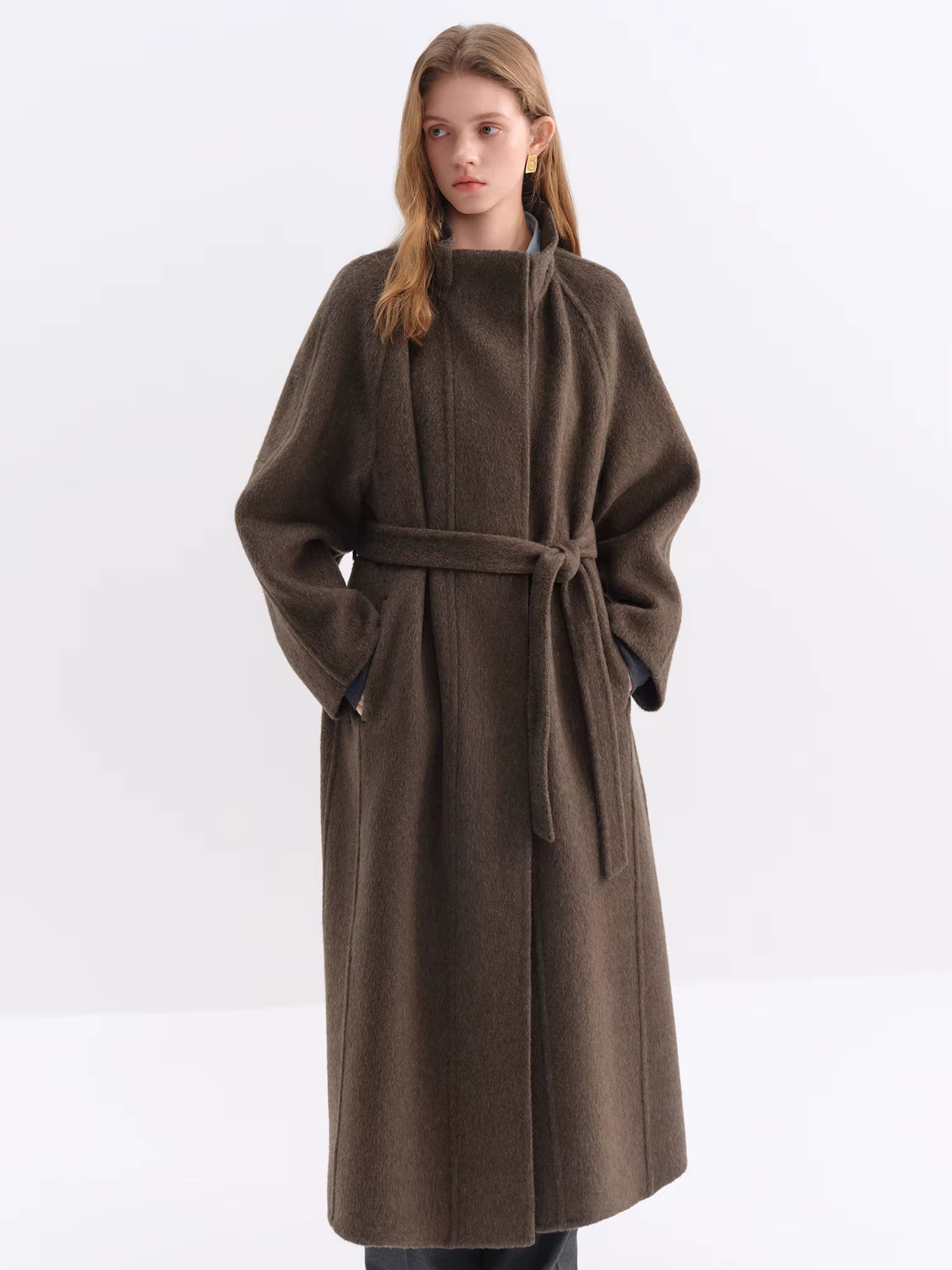 Minimalist Standing Collar Straight Cut Yak Wool Double-Faced Cashmere Coat Winter 2025 New Arrival Versatile Outerwear