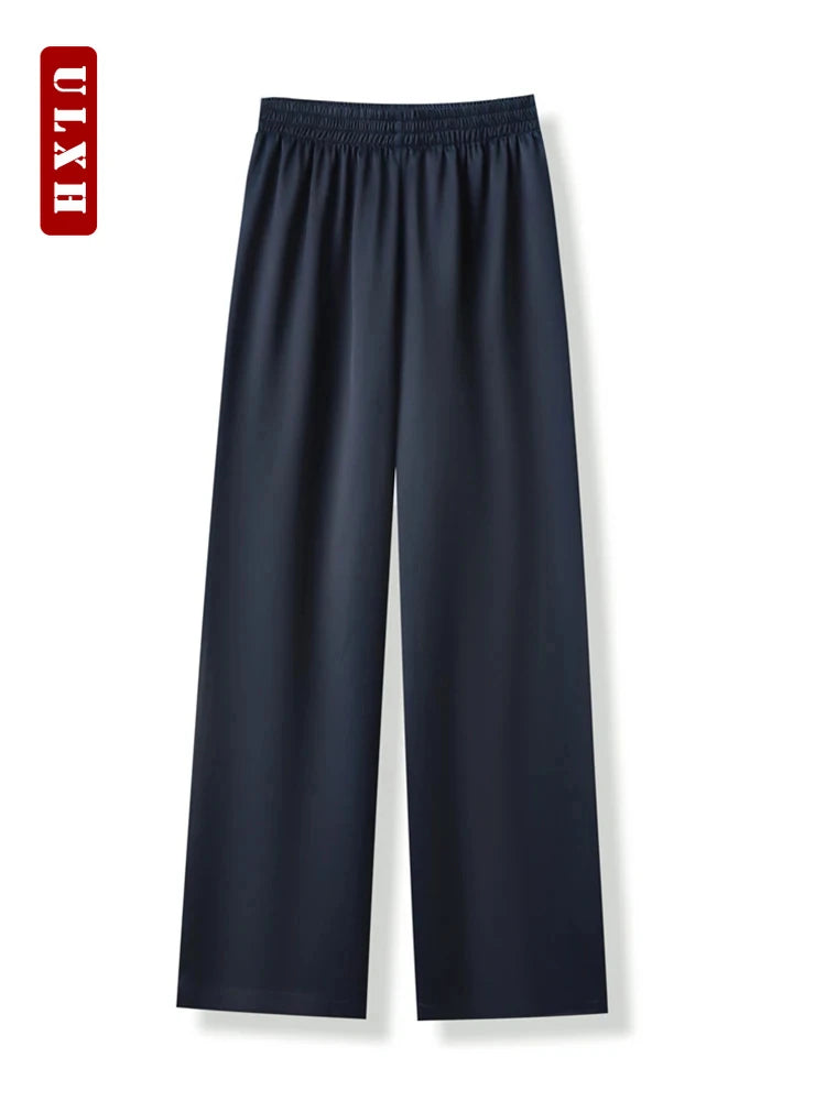 Korean Style Fashion Satin Wide Leg Pants Y2k Long Floor Casual Pants Women's 2024 New Spring Summer Baggy Versatile Pants