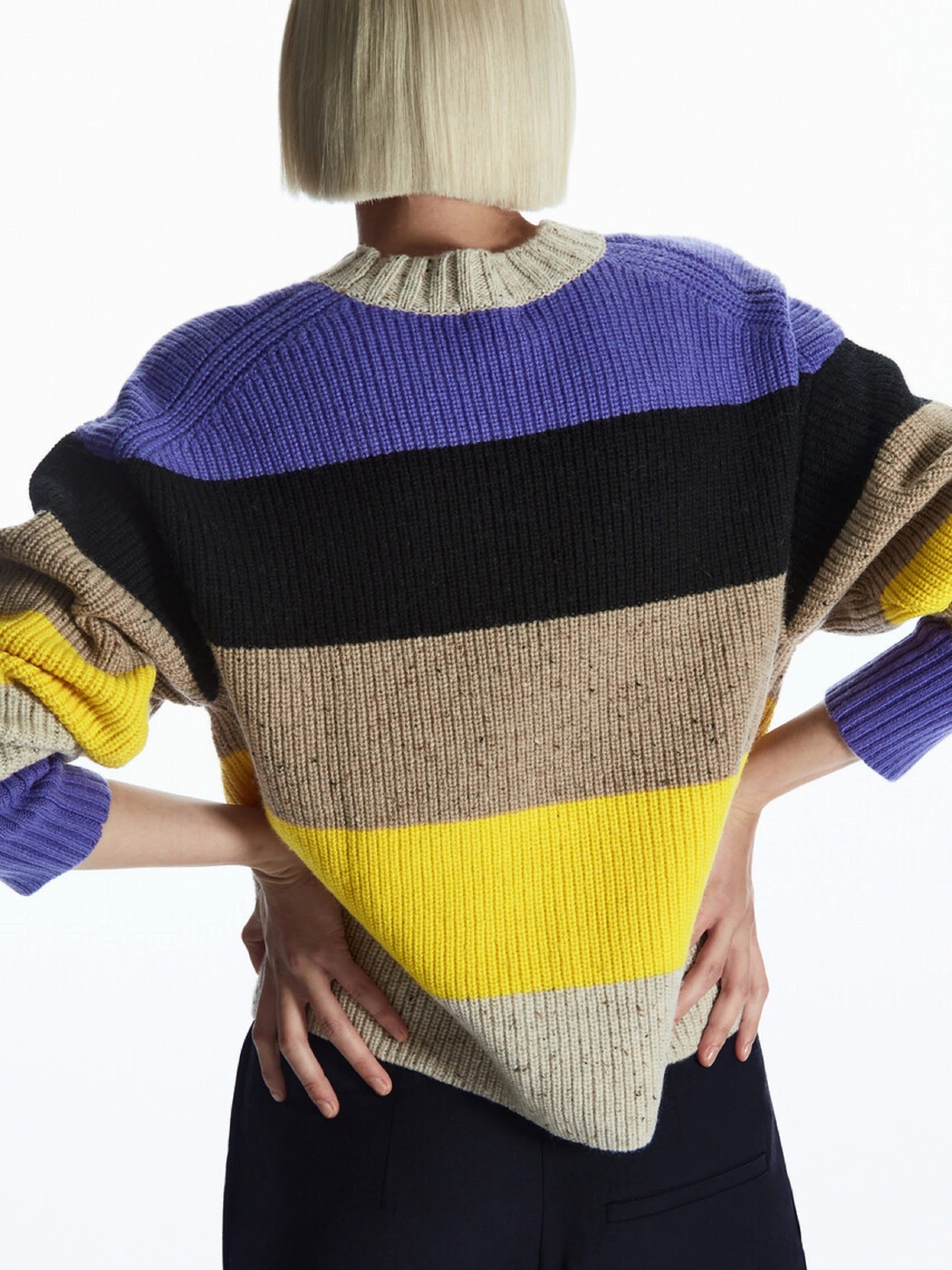 Ethereal  2023  winter new style of Women's casual standard version thread knit colour match wool blend sweater