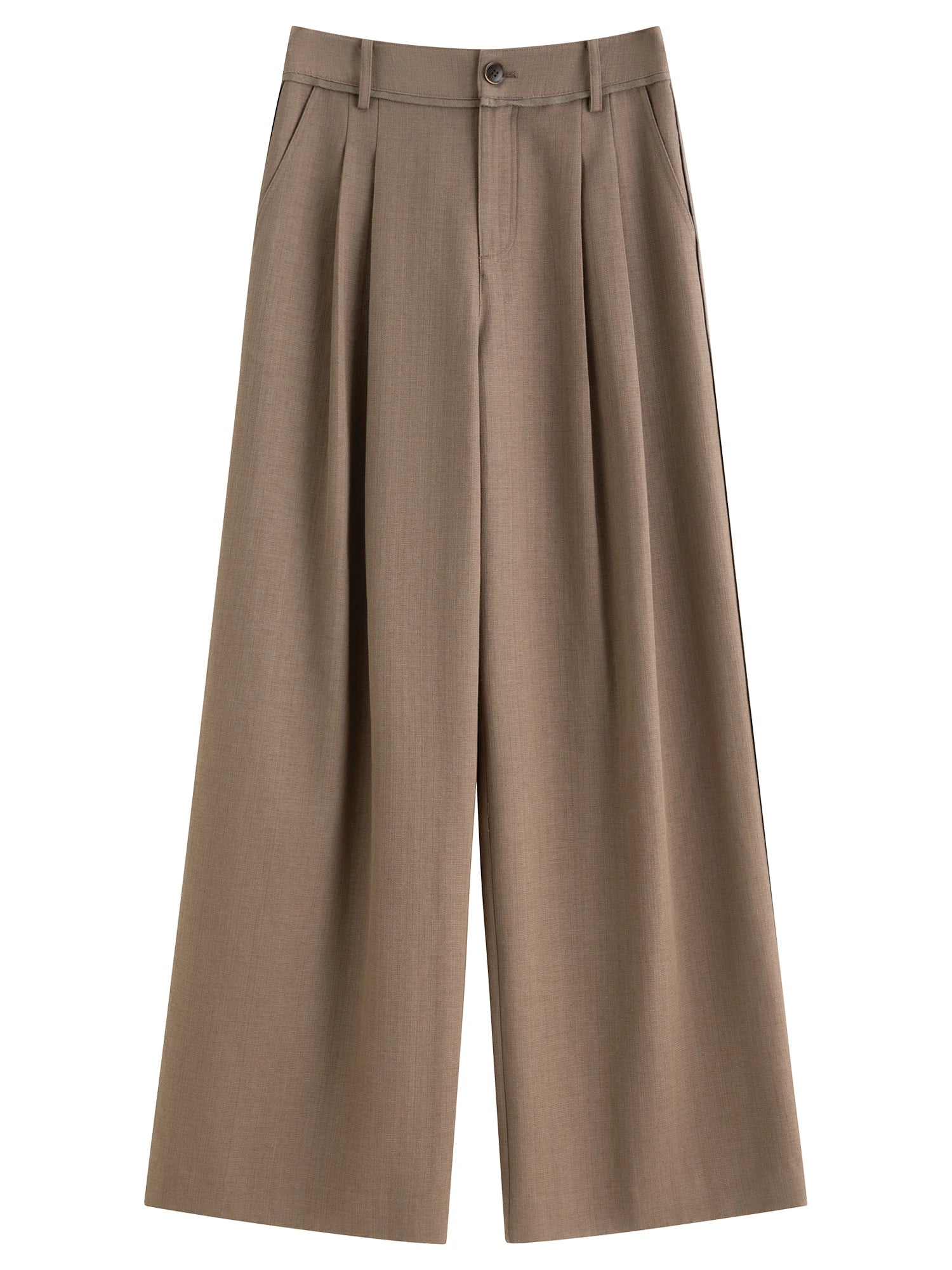 FSLE Retro Style Loose Pleated Drape Straight Pants For Women 2025 Autumn New Arrival Wide-leg Casual Pants