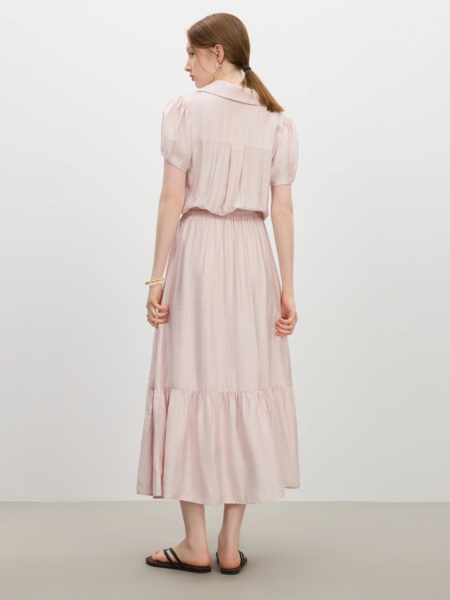 FSLE 2025 Summer French Style Dress Women's High Waist Vacation Dress Lapel Casual Elegant Midi Dress Trendy