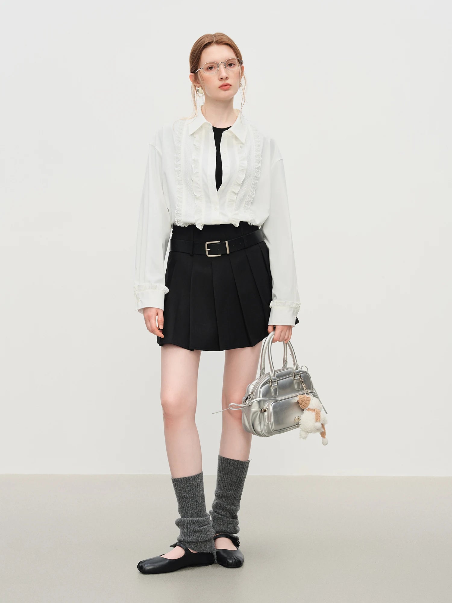 FSLE French Style Elegant Romantic Ruffled Lace White Shirt Women's Winter 2025 New Shirt