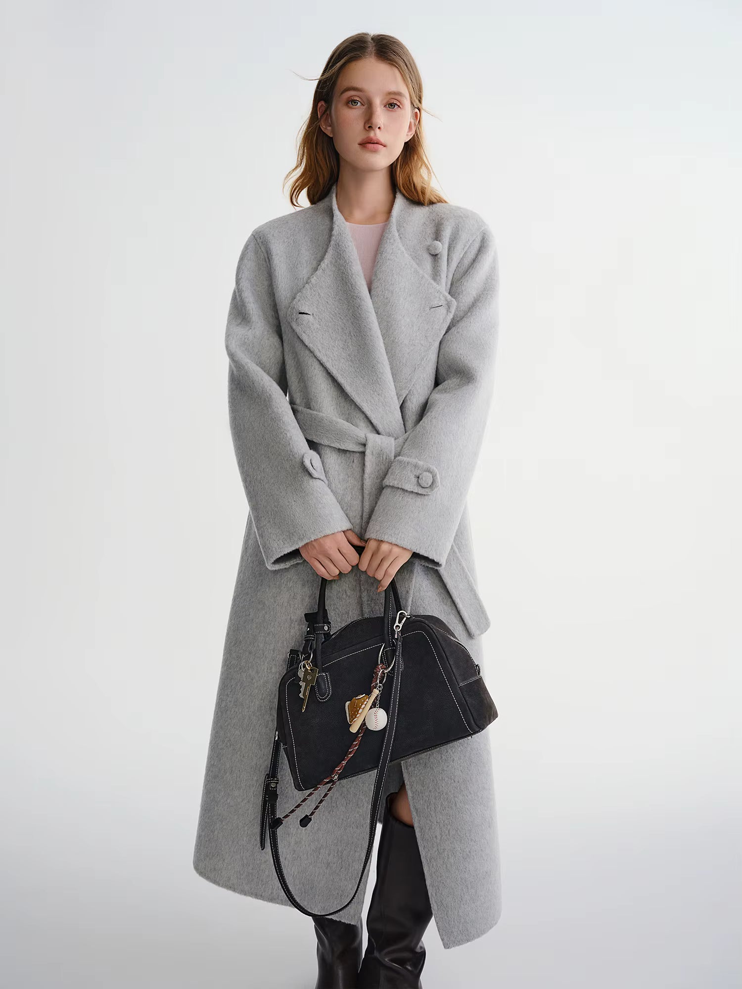 Winter 2025 Women's One Button Wool Blend Coat - Minimalist Korean Inspired Double Faced Texture for Casual Elegance