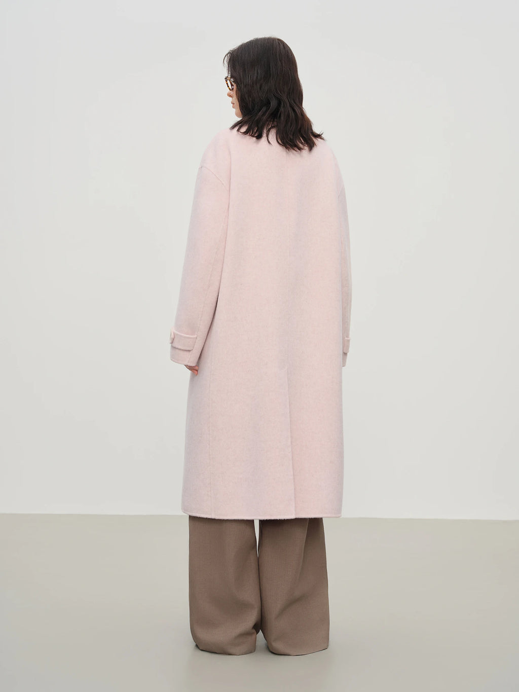 Women's Pure Wool Double Breasted Coat - Classic Mid-Length Winter Trench Warm Elegant Overcoat