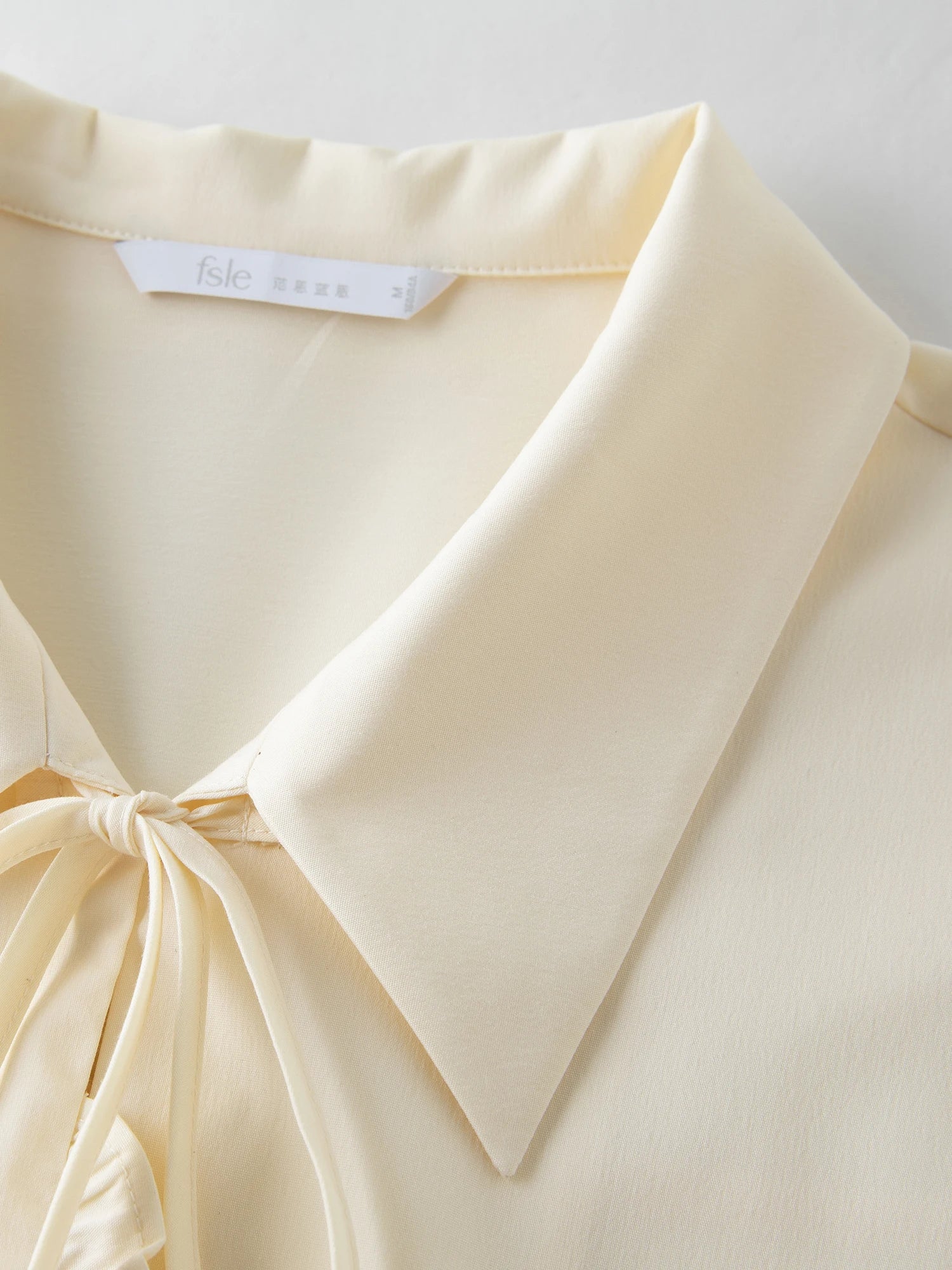 FSLE Autumn 2025 Women's French Inspired Blouse - Ruffle Trim Tie Front Loose Fit Shirt Collar Top Soft Blend Daily Wear