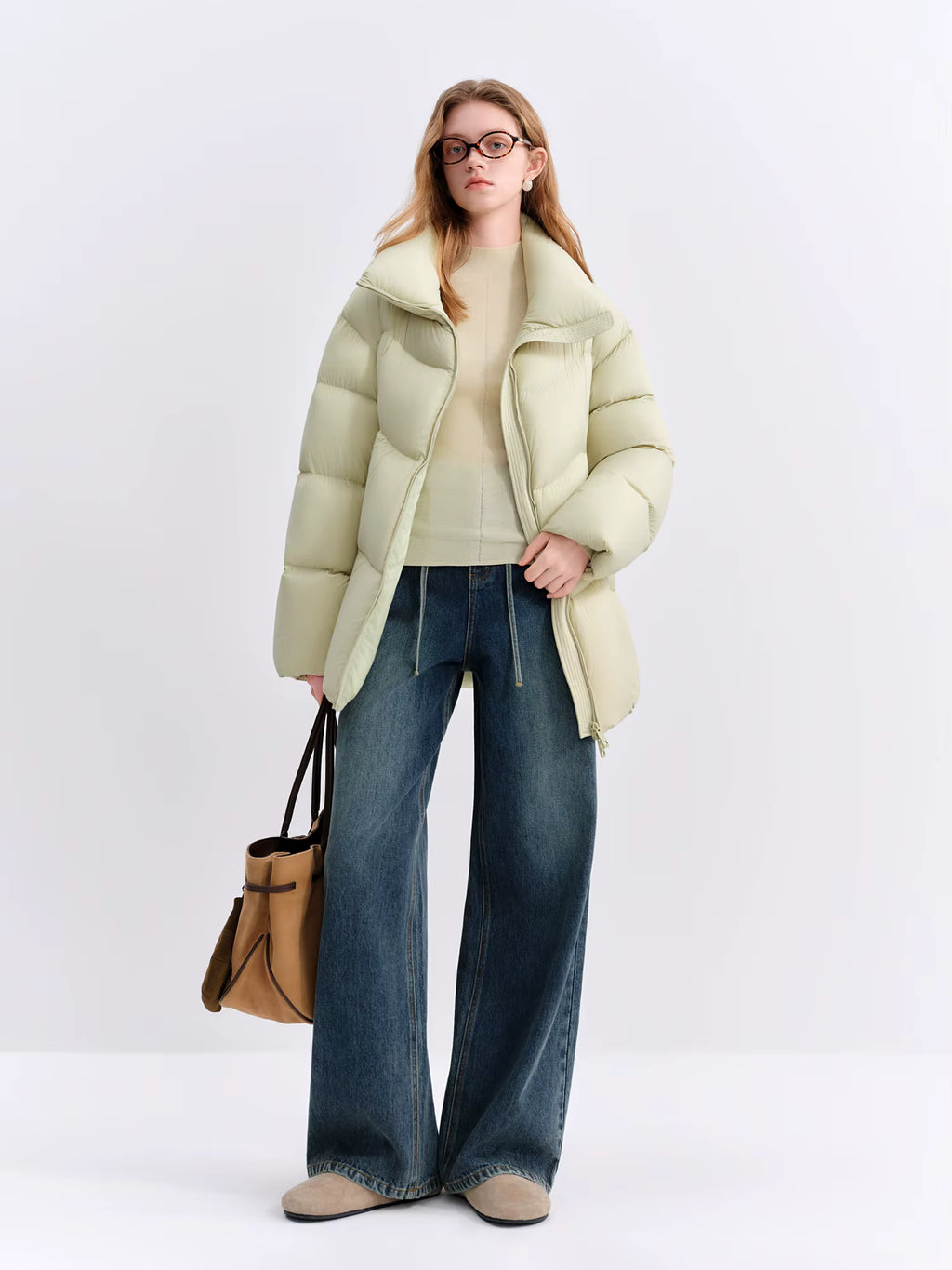 2025 Autumn Winter Women's High Waisted Straight Leg Wide Jeans - Long Length Loose Fit Casual Pants for Everyday Comfort