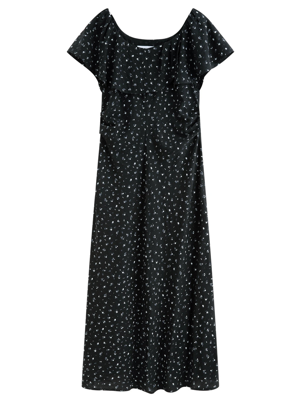 FSLE French Charmeuse Ruffled Floral Print Off Shoulder Skirt Dress for Women 2025 Summer  New Arrival Dresses