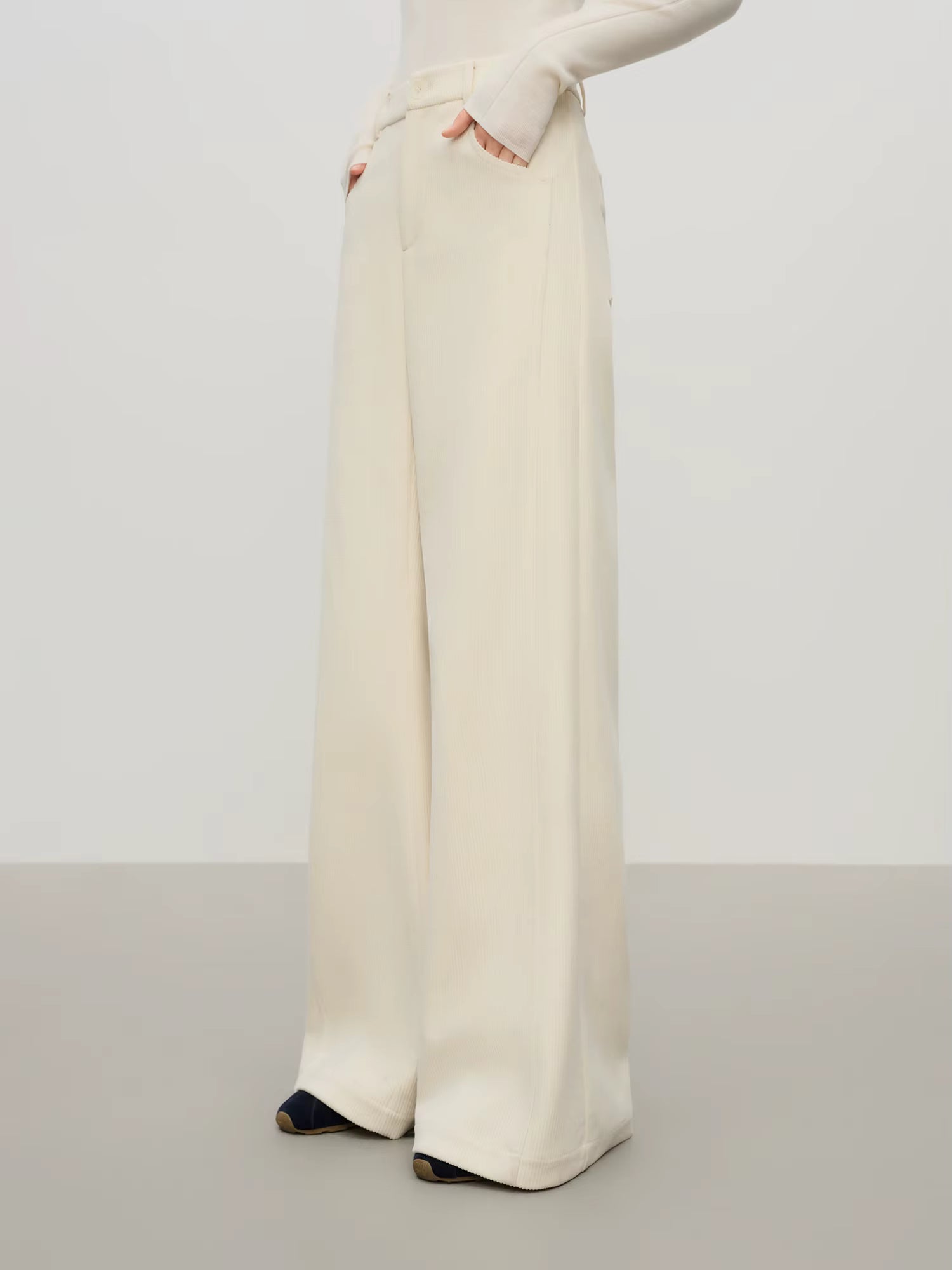 Vintage Relaxed Drape Straight Casual Tros Herringbone Fabric for Women Winter 2025 New Arrival Slimming Effect Pants