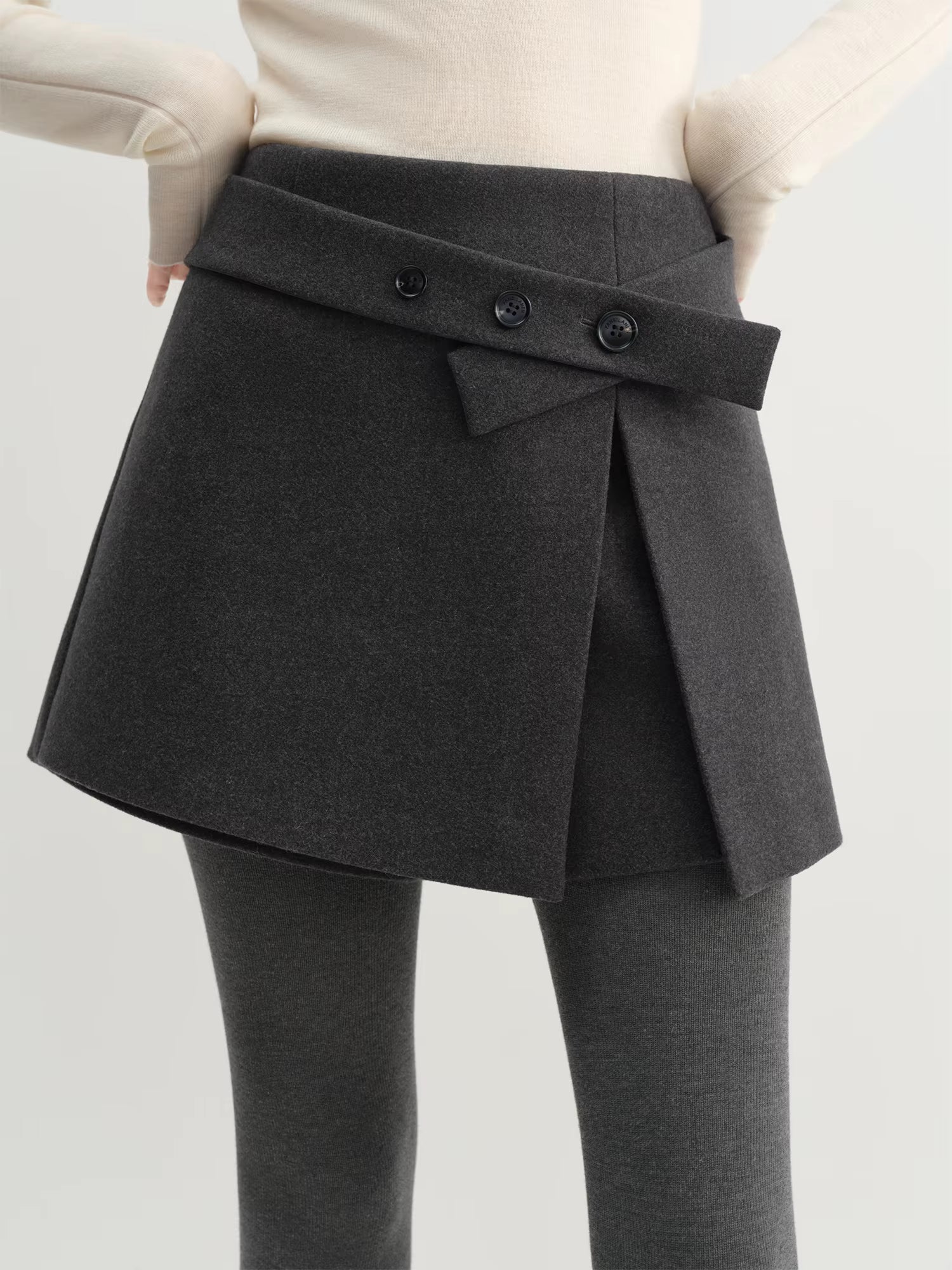 Asymmetrical Design Women's A-Line Skirt Pant Slit Hem Flattering High-Rise Shorts Winter 2025 New Arrival Chic Essentials