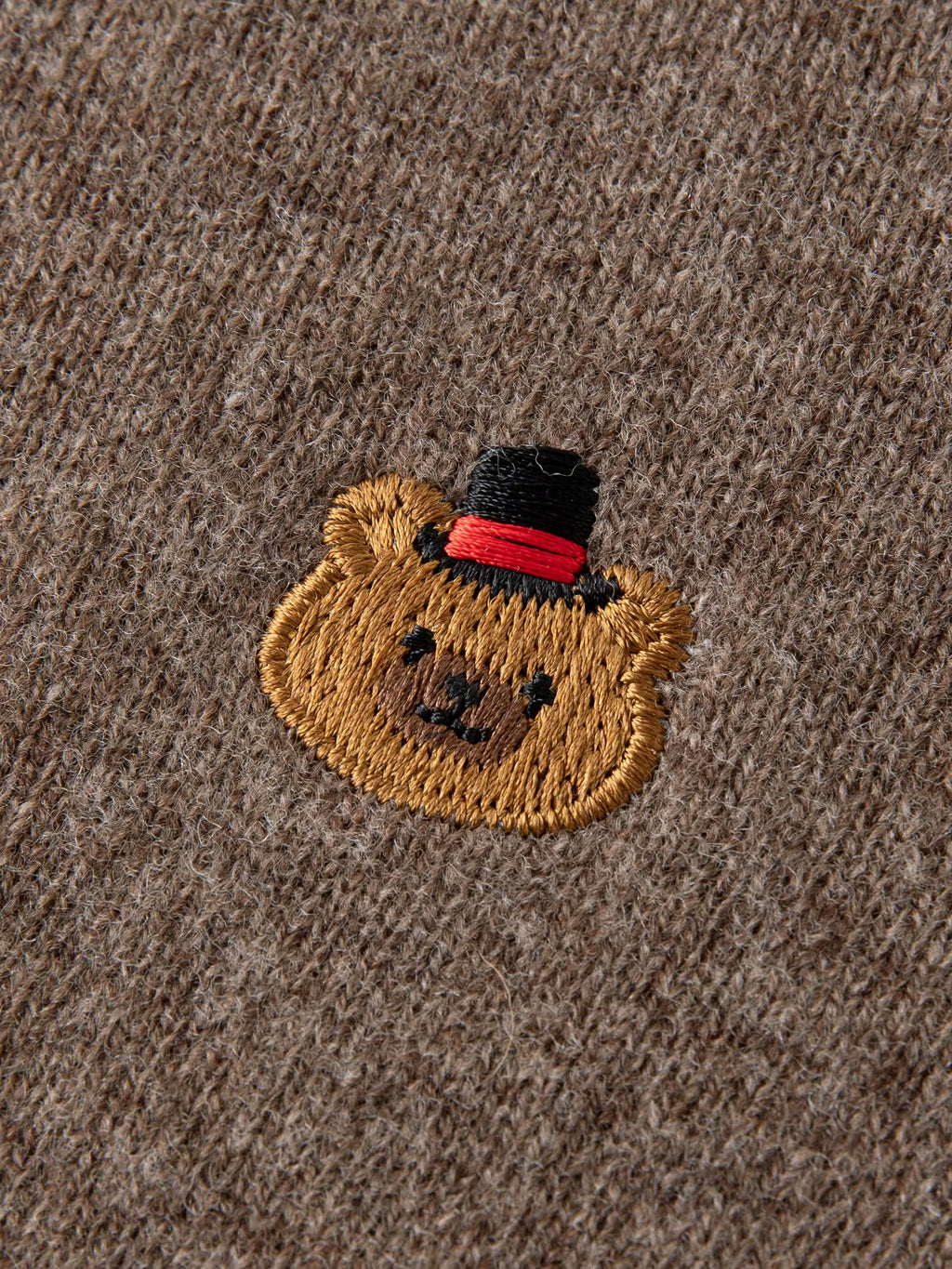 Cute Animal Pattern Embroidery Round Neck 100% Wool Slightly Oversized Knit Cardigan Long Sleeve Top