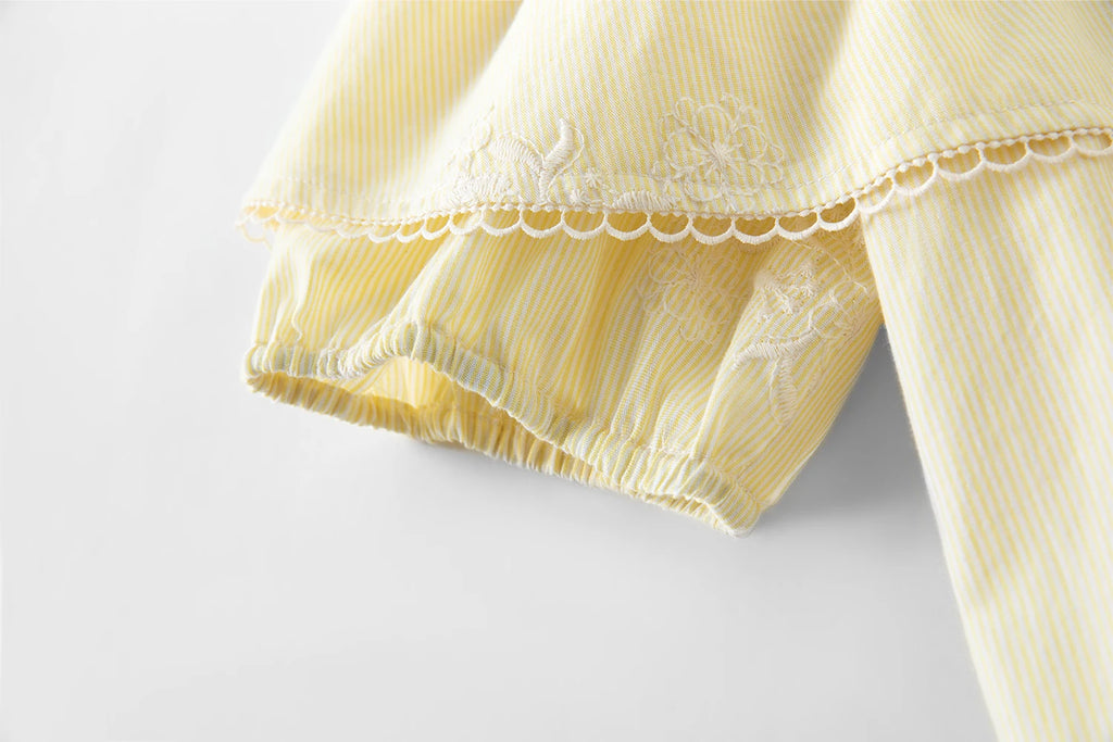 FSLE Design Striped Embroidered Suspenders for Women 2025 Summer New Ruffled Hollow Two-way Tops