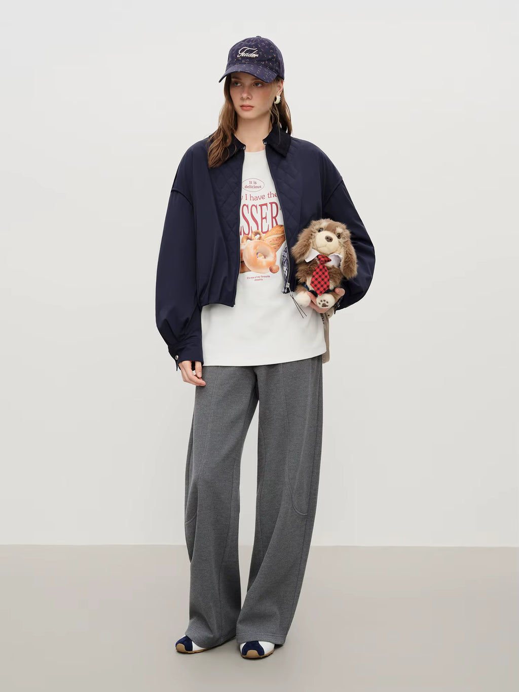Casual All-match Letter Bread Print Long-sleeved Sweatshirt 2025 Autumn and Winter New Loose T-shirt