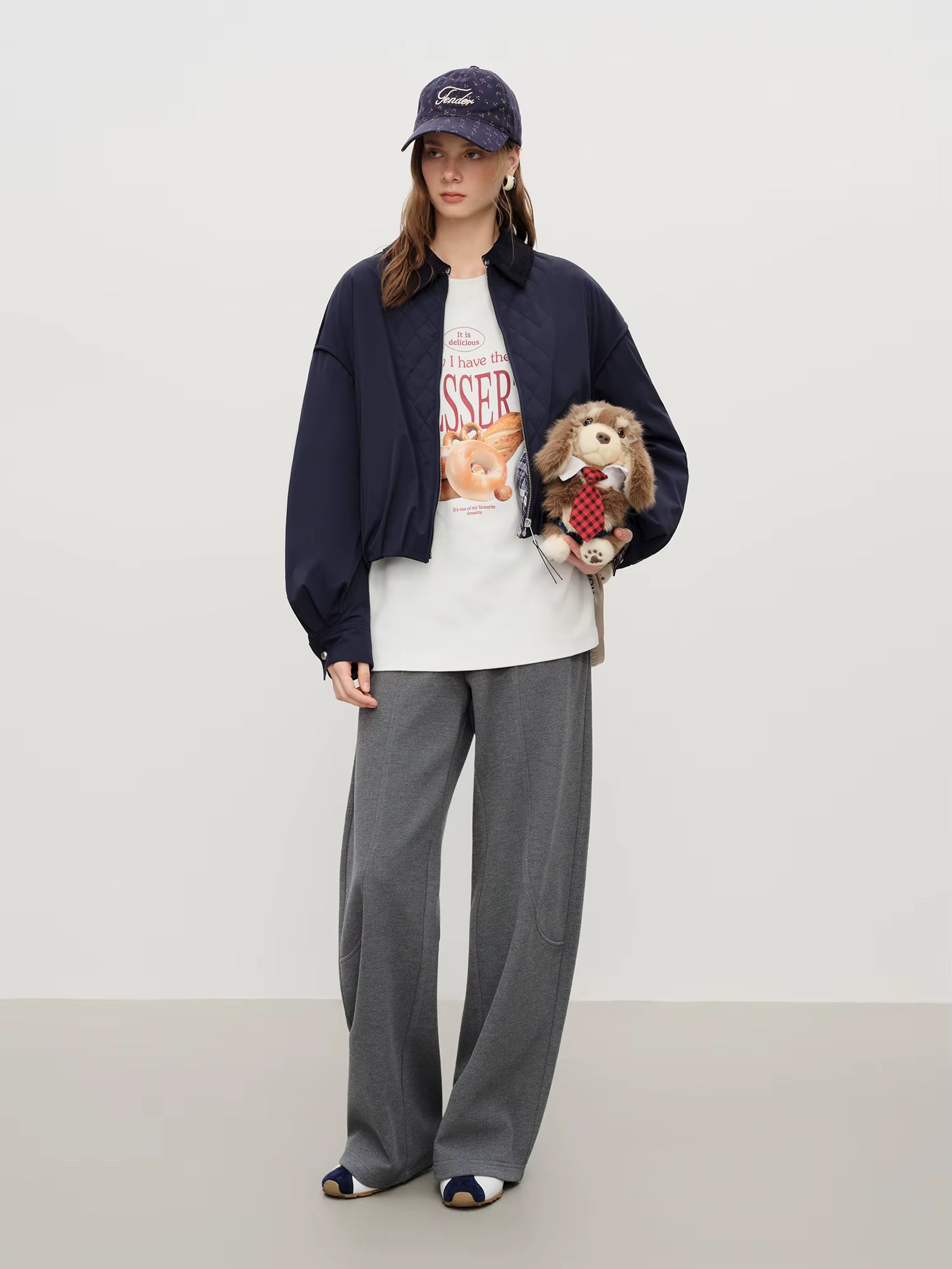Casual All-match Letter Bread Print Long-sleeved Sweatshirt 2025 Autumn and Winter New Loose T-shirt