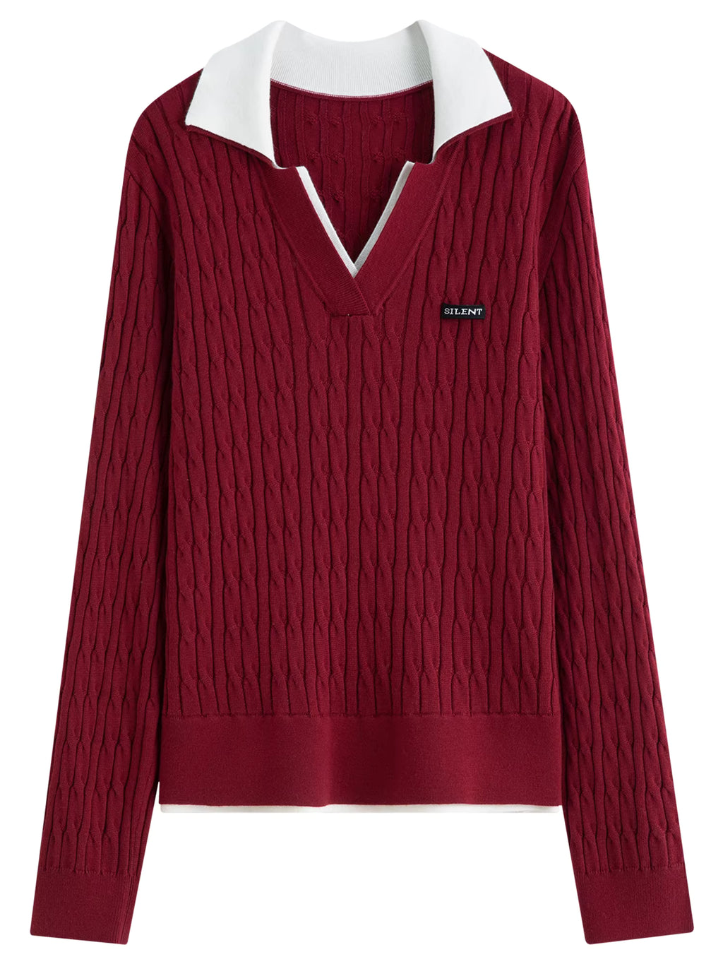 Contrast Color V-neck Cable Knit Sweater 2025 Winter New Products Long Sleeve Pullovers Solid Leisure Korean Style