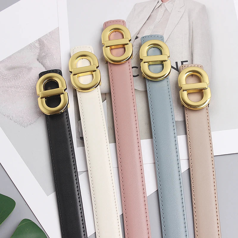 Women's metal buckle female design high-end leather belt for women luxury brand jeans skirt leather tactical belt cinto feminino