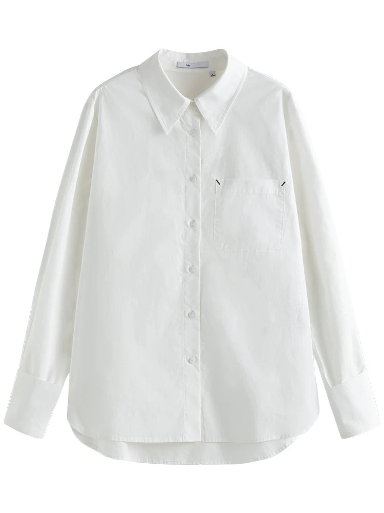 FSLE Simple Style Classic Versatile Five-Color Fold-Up Sleeve Women Shirts Loose Long Sleeve Office Lady All-match Female Shirt