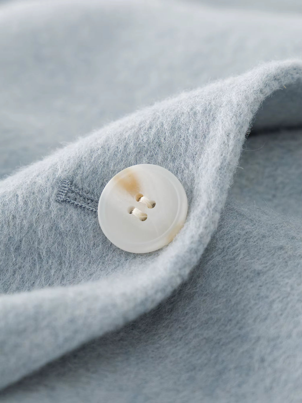 Cashmere Double-breasted Collar Woolen Coat Women 2025 Winter Commuting Light Blue Casual Loose Lazy Simple Coat