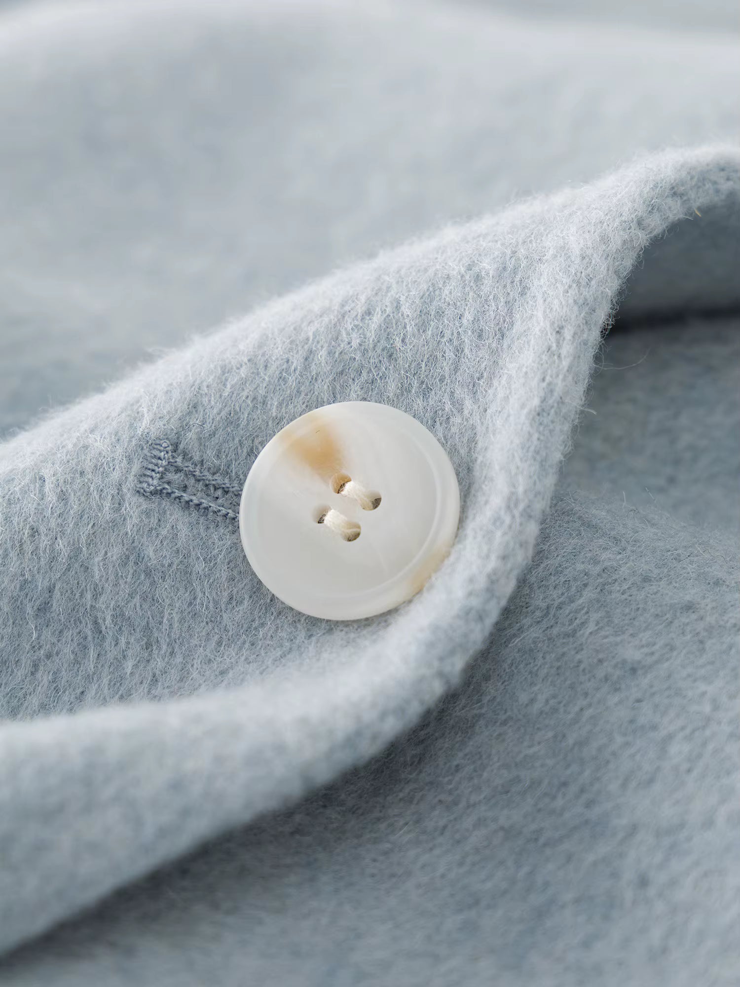 Cashmere Double-breasted Collar Woolen Coat Women 2025 Winter Commuting Light Blue Casual Loose Lazy Simple Coat
