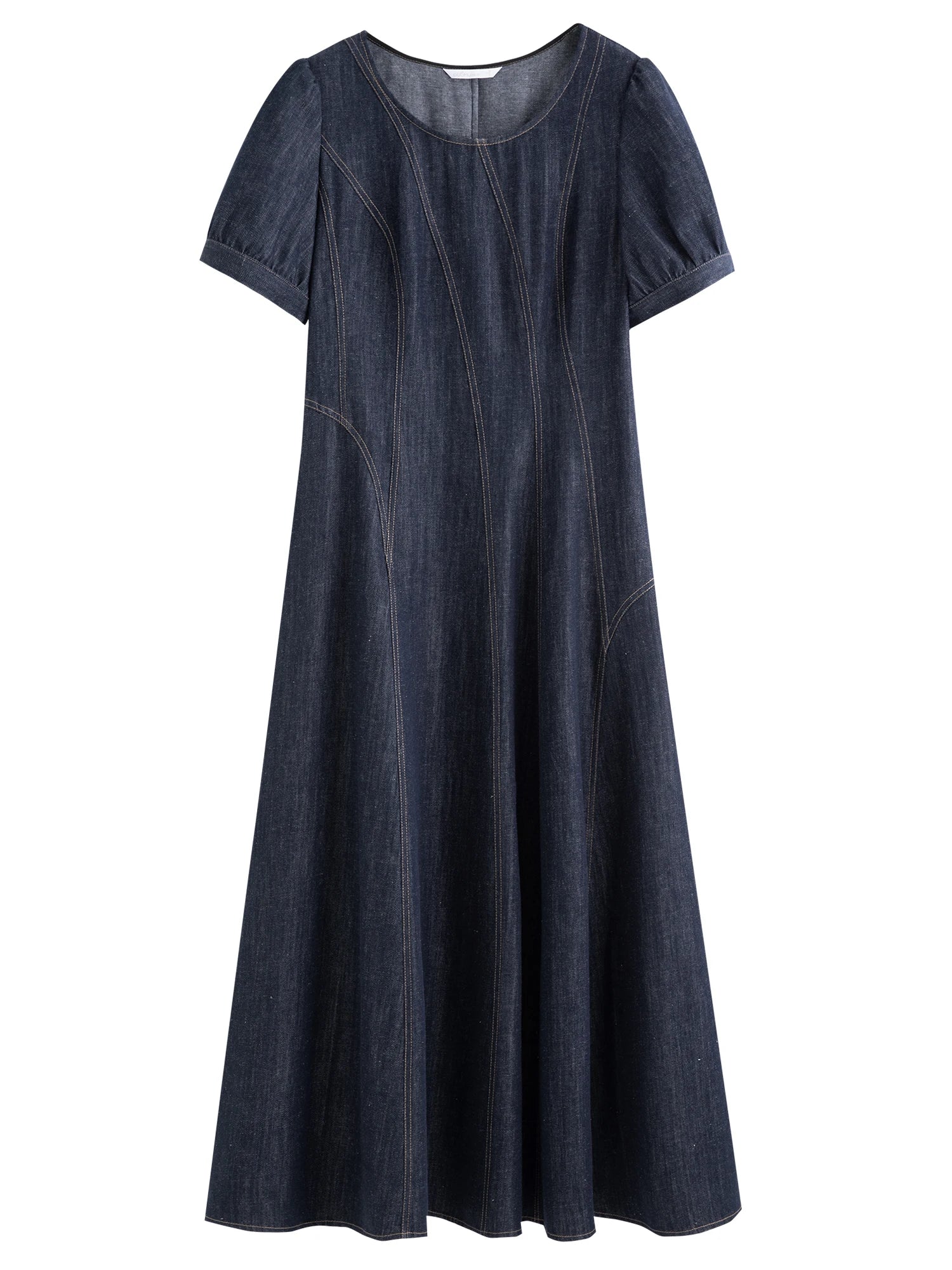 DUSHU Plus Size Denim Dress Women Summer Lyocell Tencel Breathable Slim Vest Dress Line Carved Dress