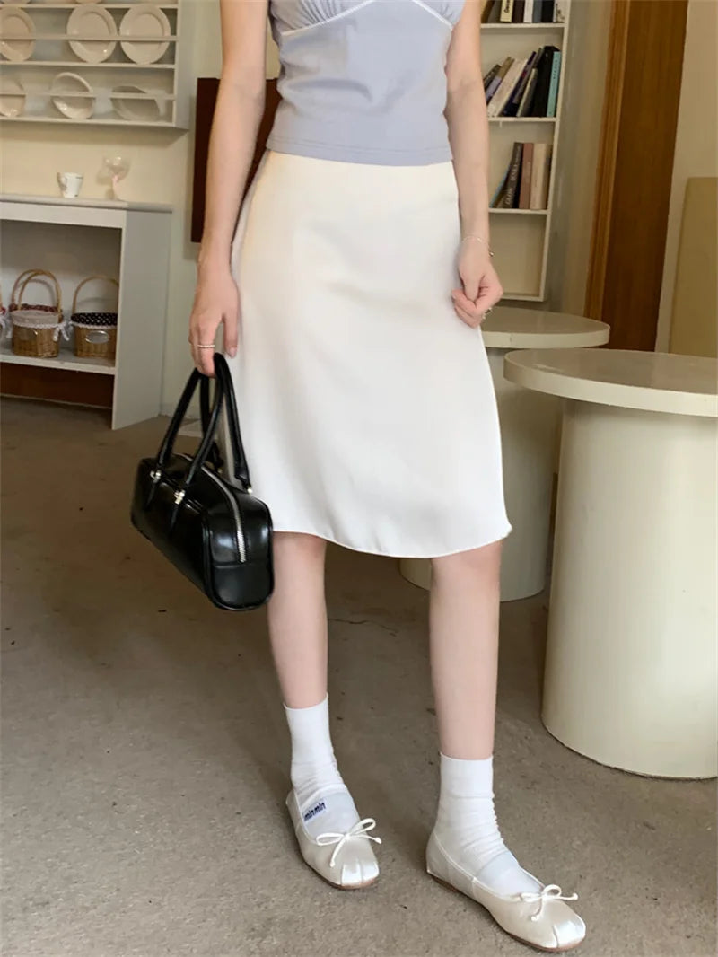 Women's Elegant Satin Mini Skirt with Bow Detail