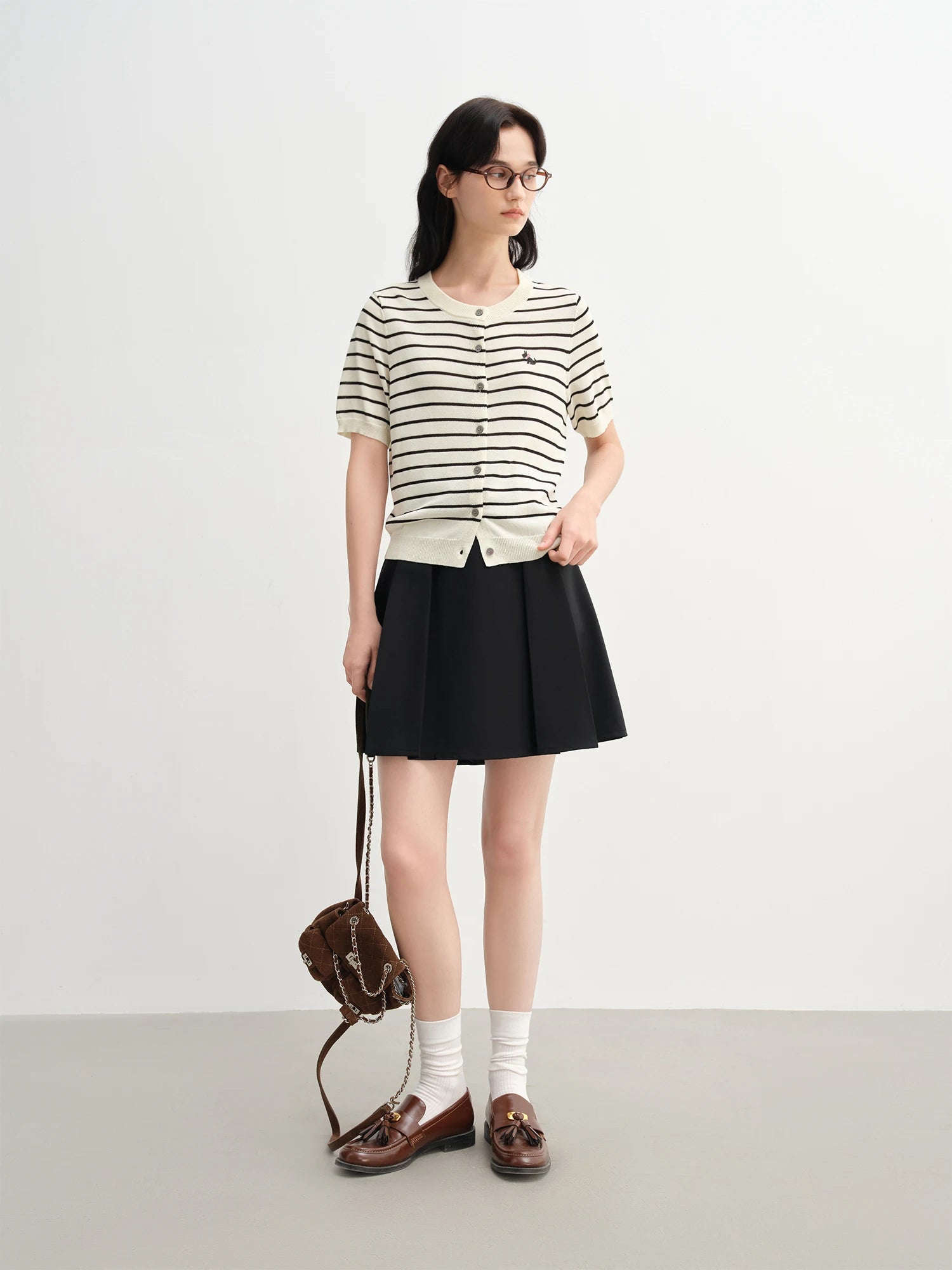 DUSHU 2025 Summer Women's Striped Knit Cardigan - Office-Ready Texture & Casual Slimming Essential Women Cardigan